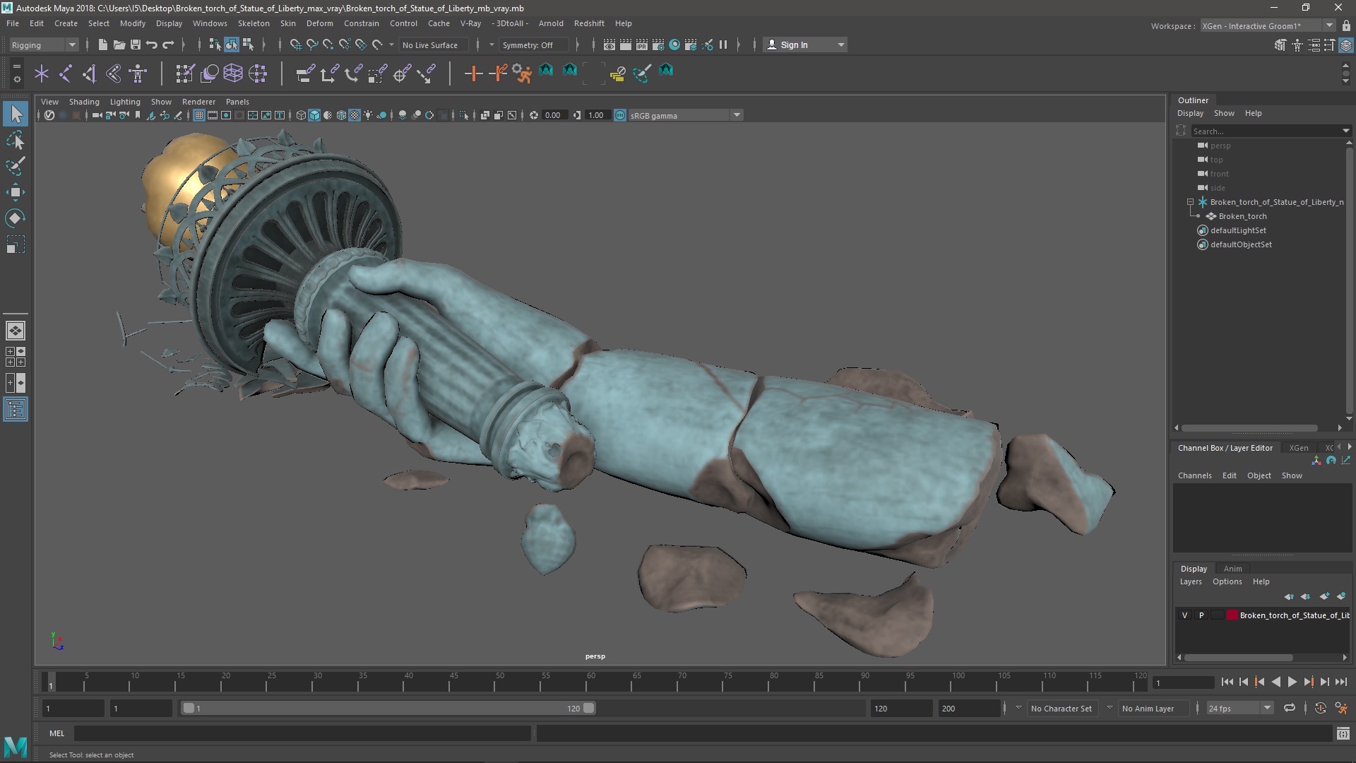 3D Broken Torch of Statue of Liberty model