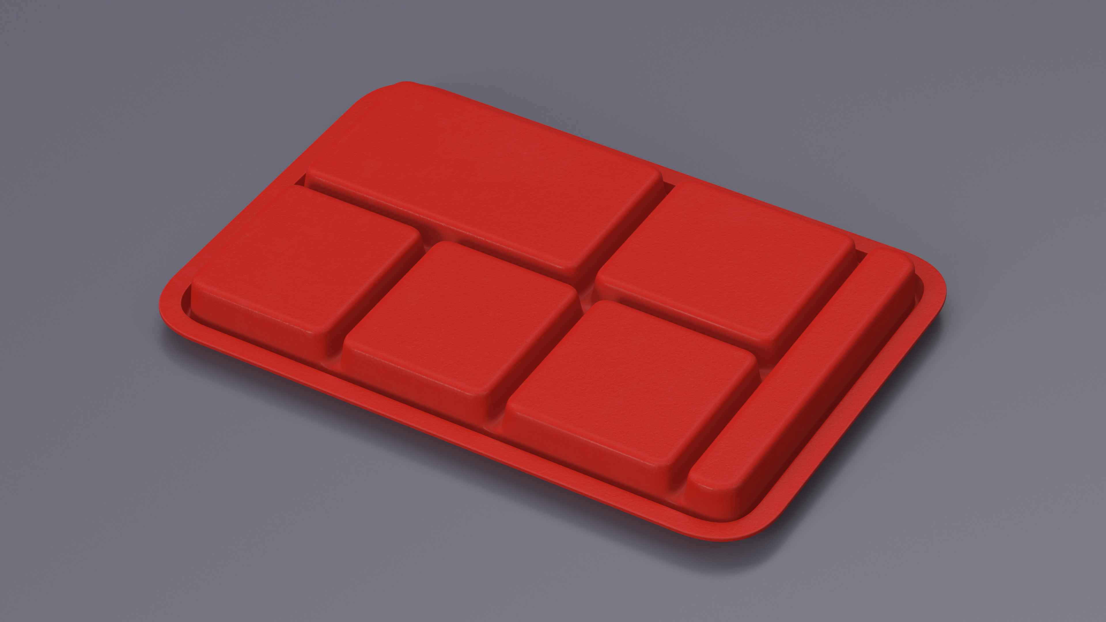 3D model Compartment Meal Tray Red