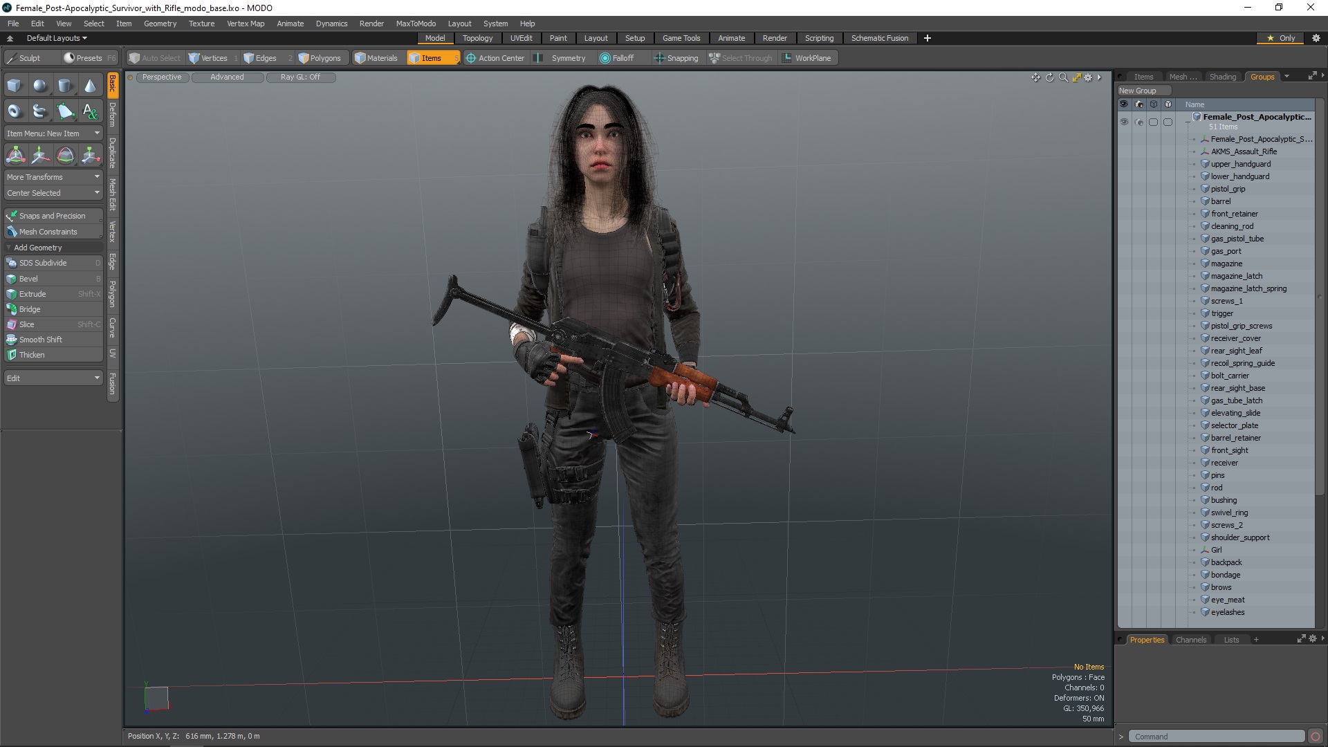 3D Female Post-Apocalyptic Survivor with Rifle model