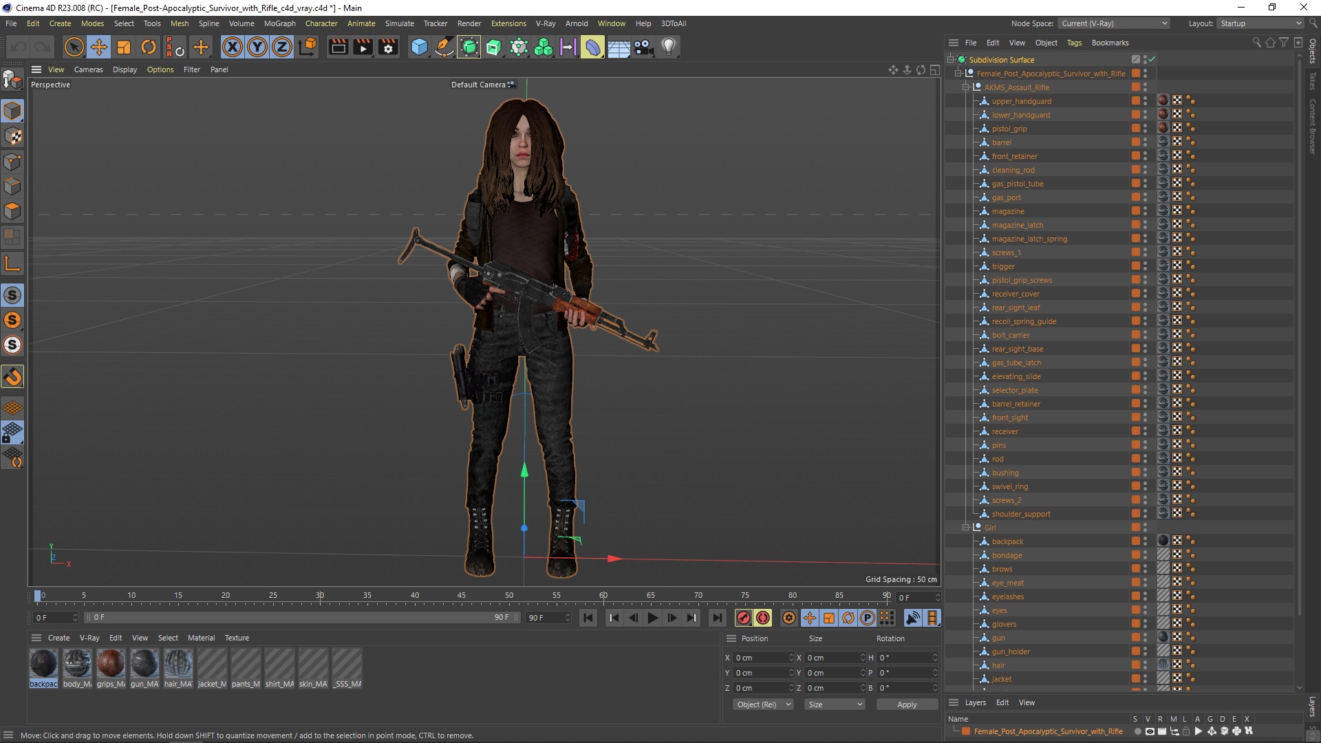 3D Female Post-Apocalyptic Survivor with Rifle model