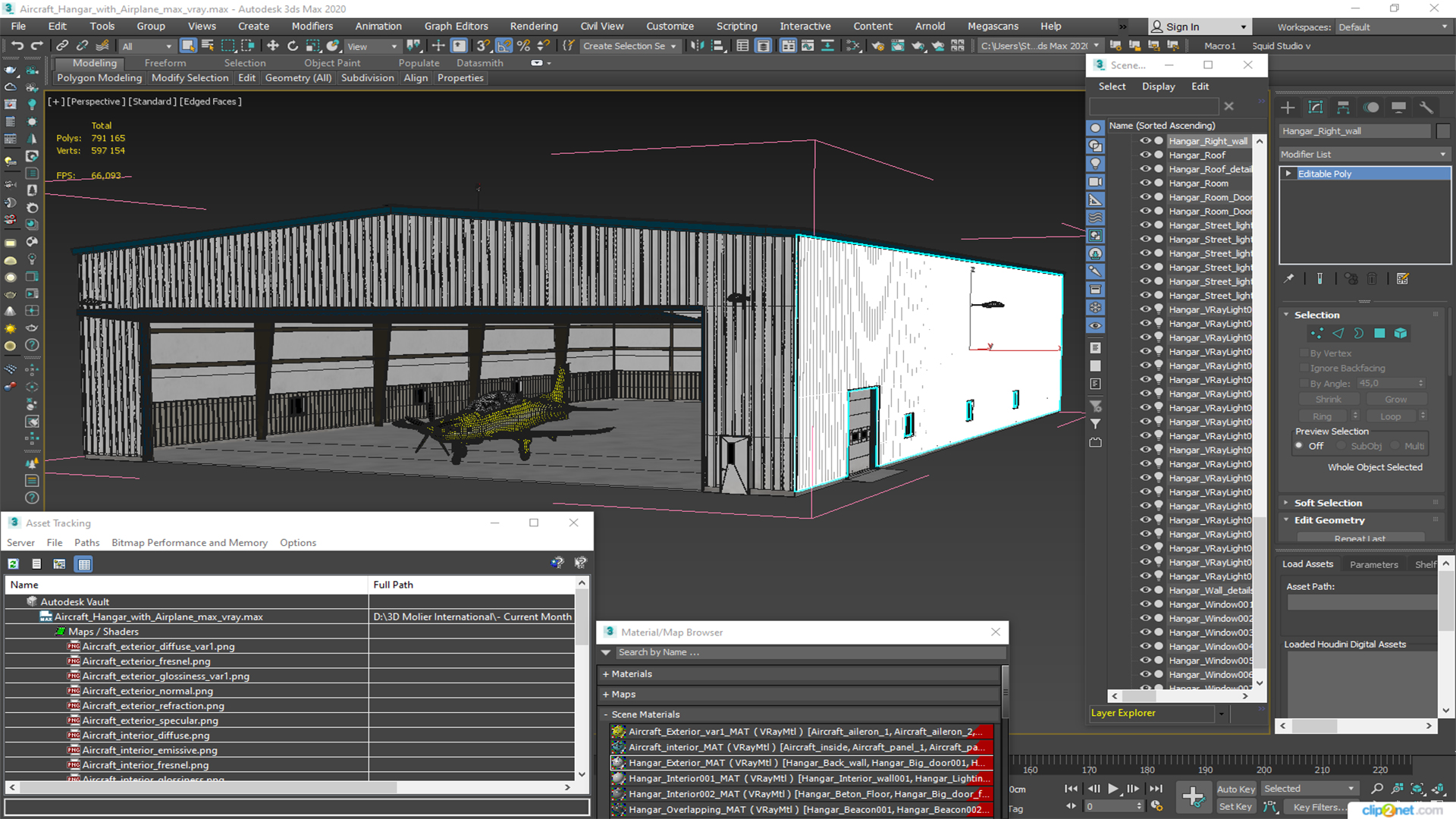 Aircraft Hangar with Airplane 3D model