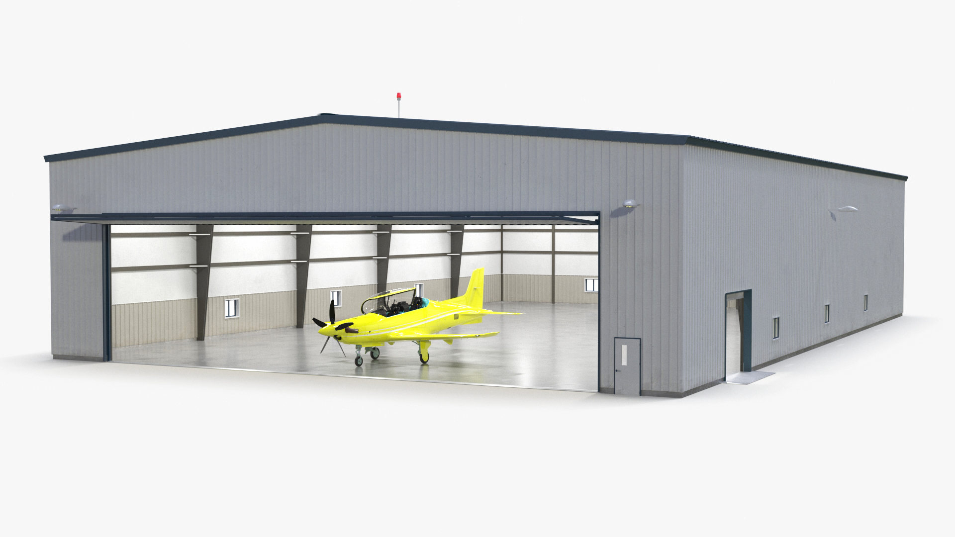 Aircraft Hangar with Airplane 3D model