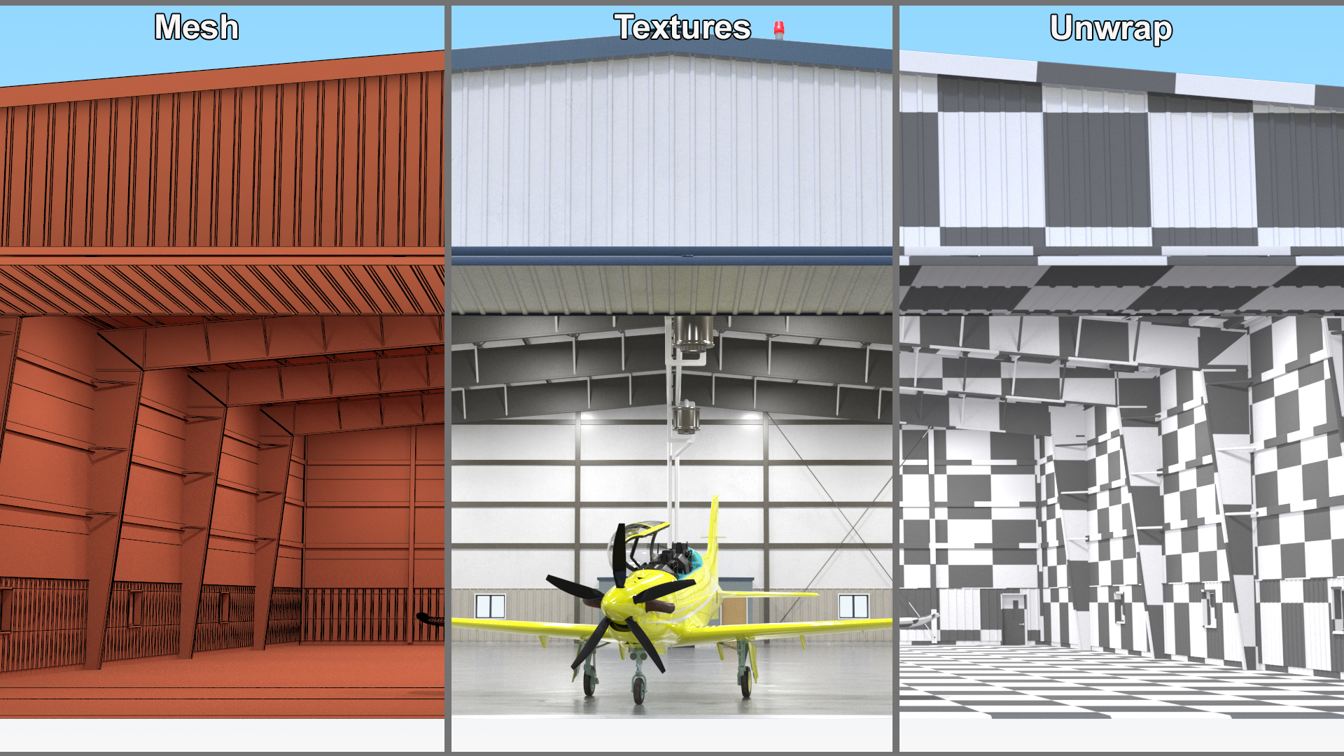 Aircraft Hangar with Airplane 3D model