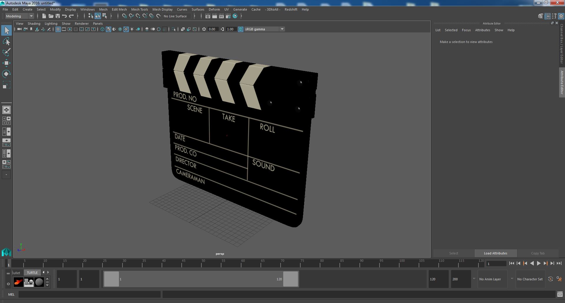 Wooden Movie Clapboard 3D