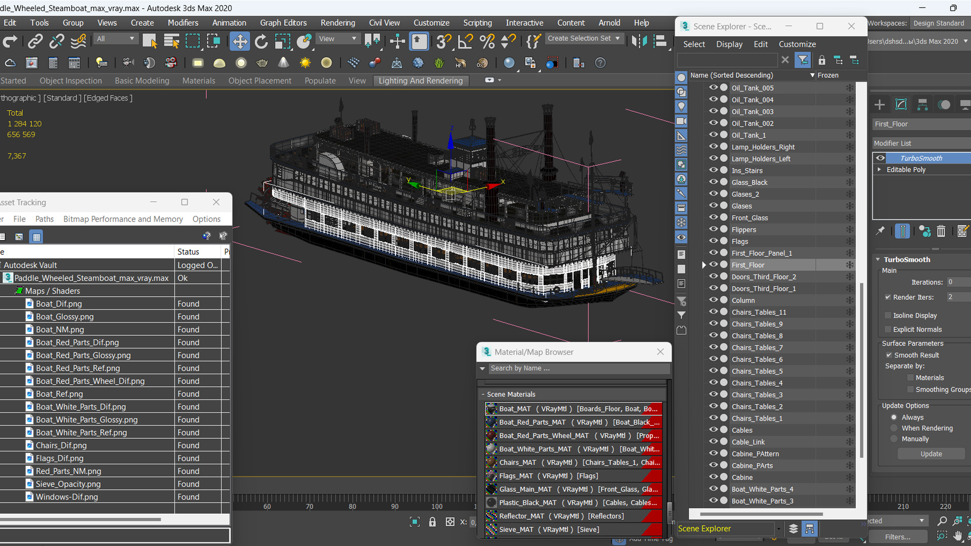 Paddle Wheeled Steamboat 3D model