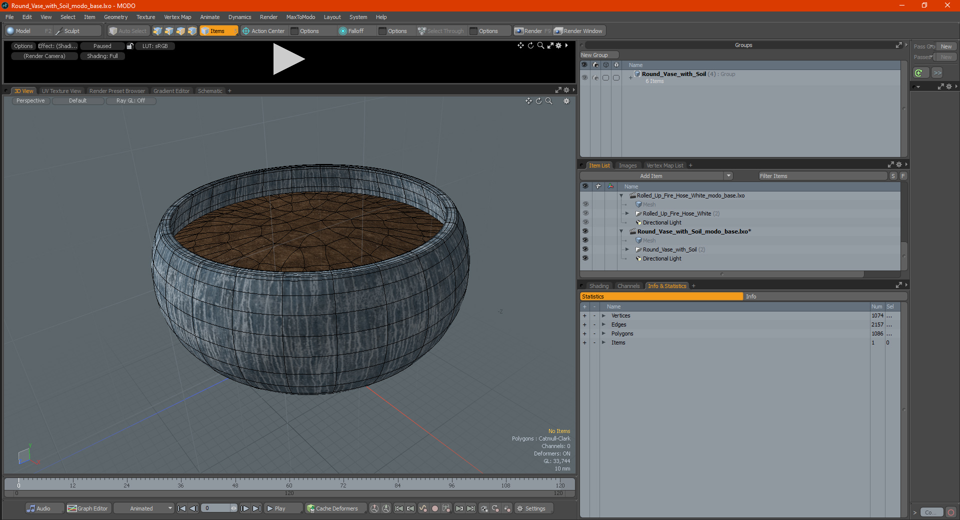 3D model Round Vase with Soil