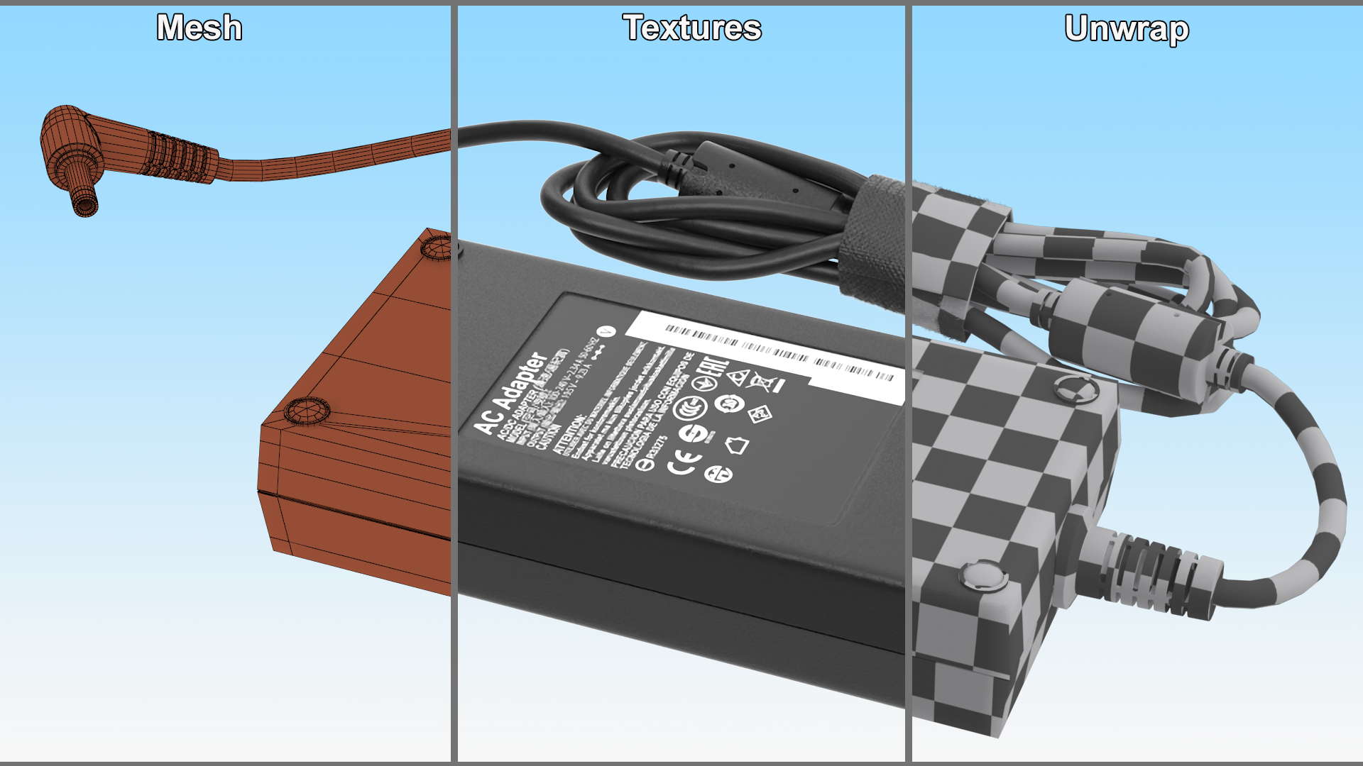 Power supply laptop charger Rolled 3D model