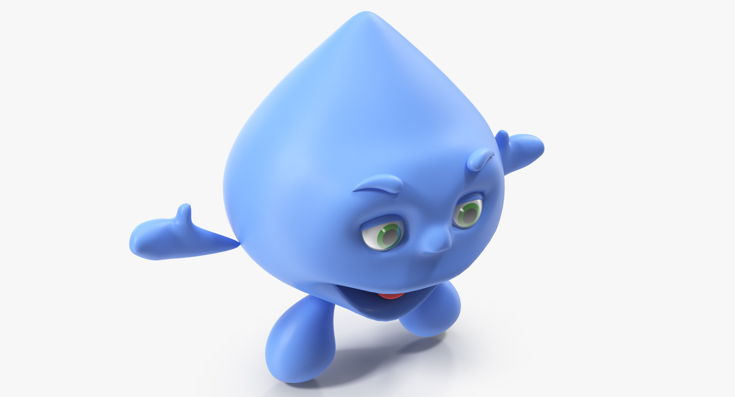 3D Cartoon Character Water Drop Smiling