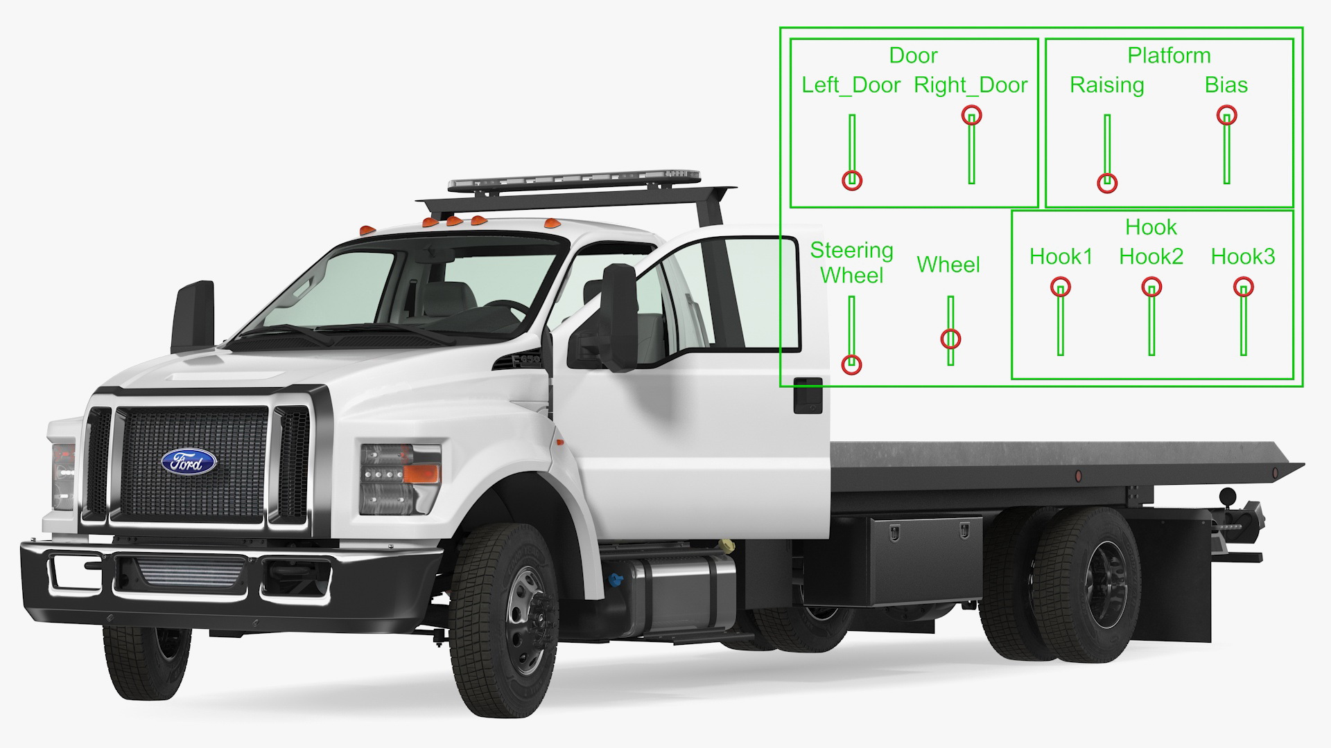 3D Ford F650 Tow Truck Rigged