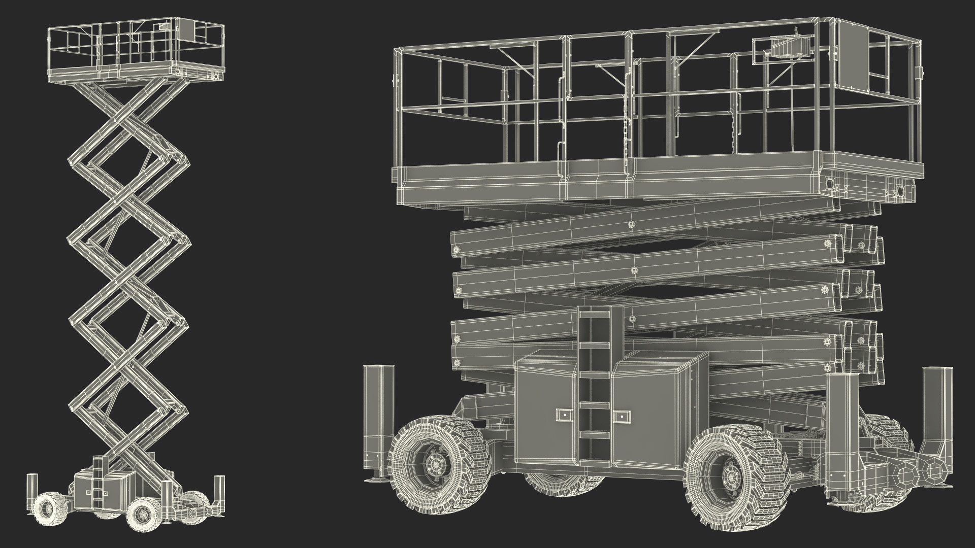 Scissor Lift Platform Rigged for Cinema 4D 3D