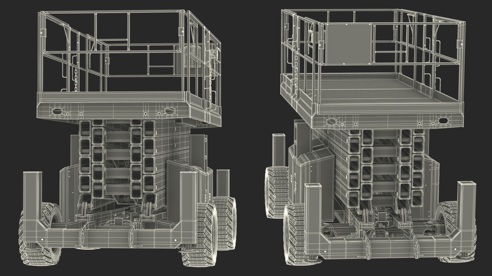 Scissor Lift Platform Rigged for Cinema 4D 3D