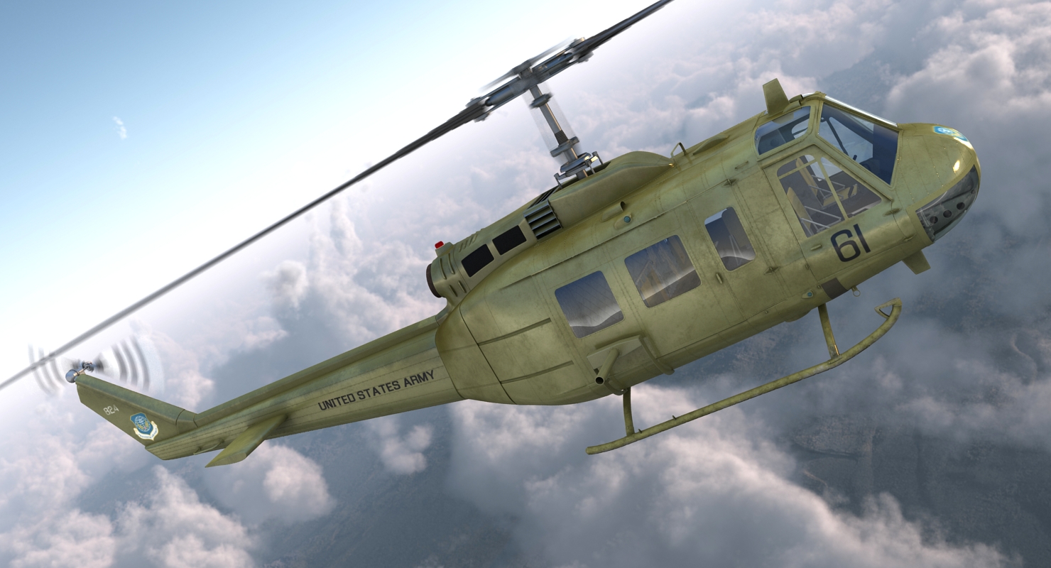 3D Military Utility Helicopter Bell UH 1 Iroquois