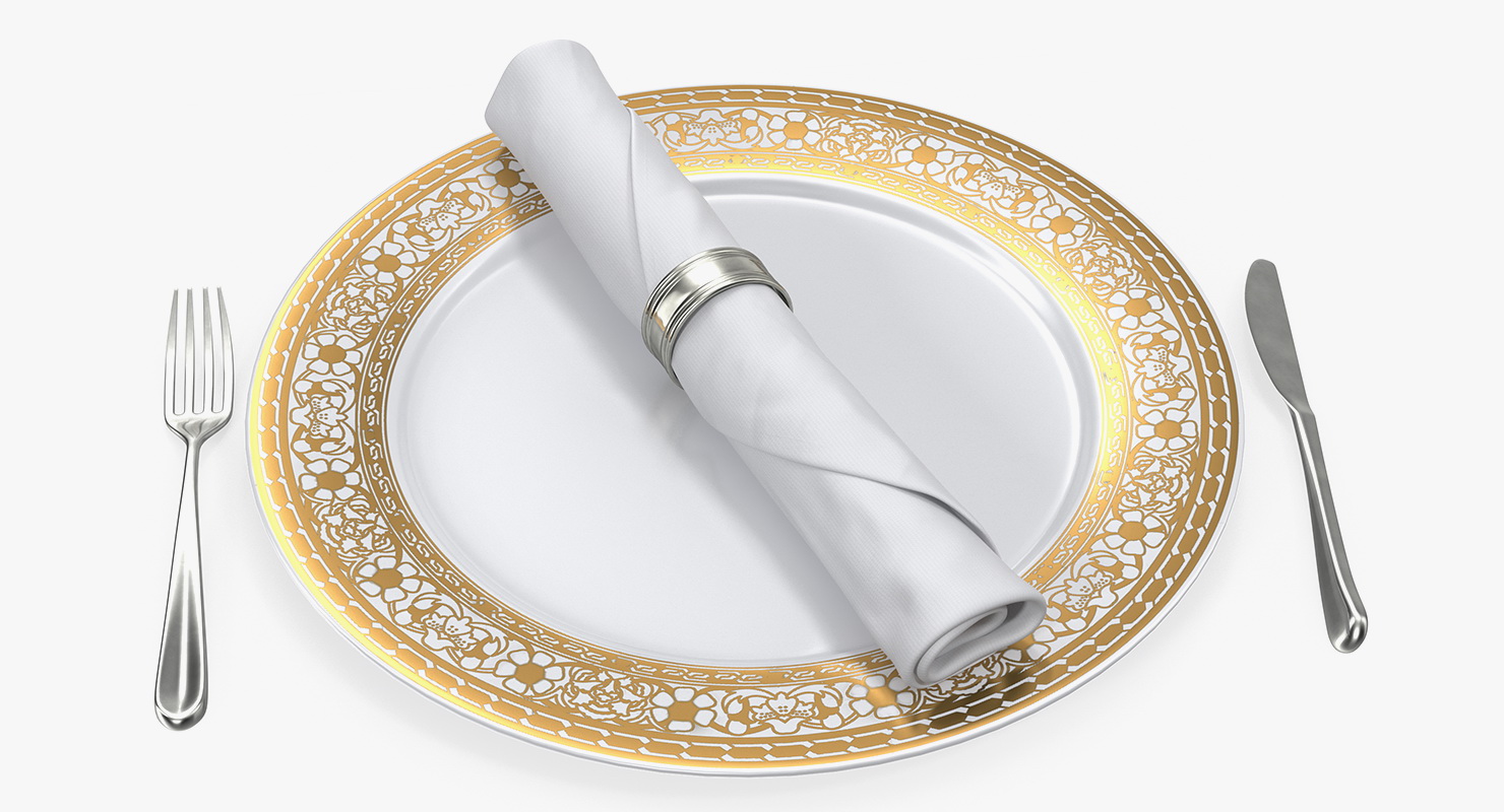 3D model Empty Plate And Silverware Set