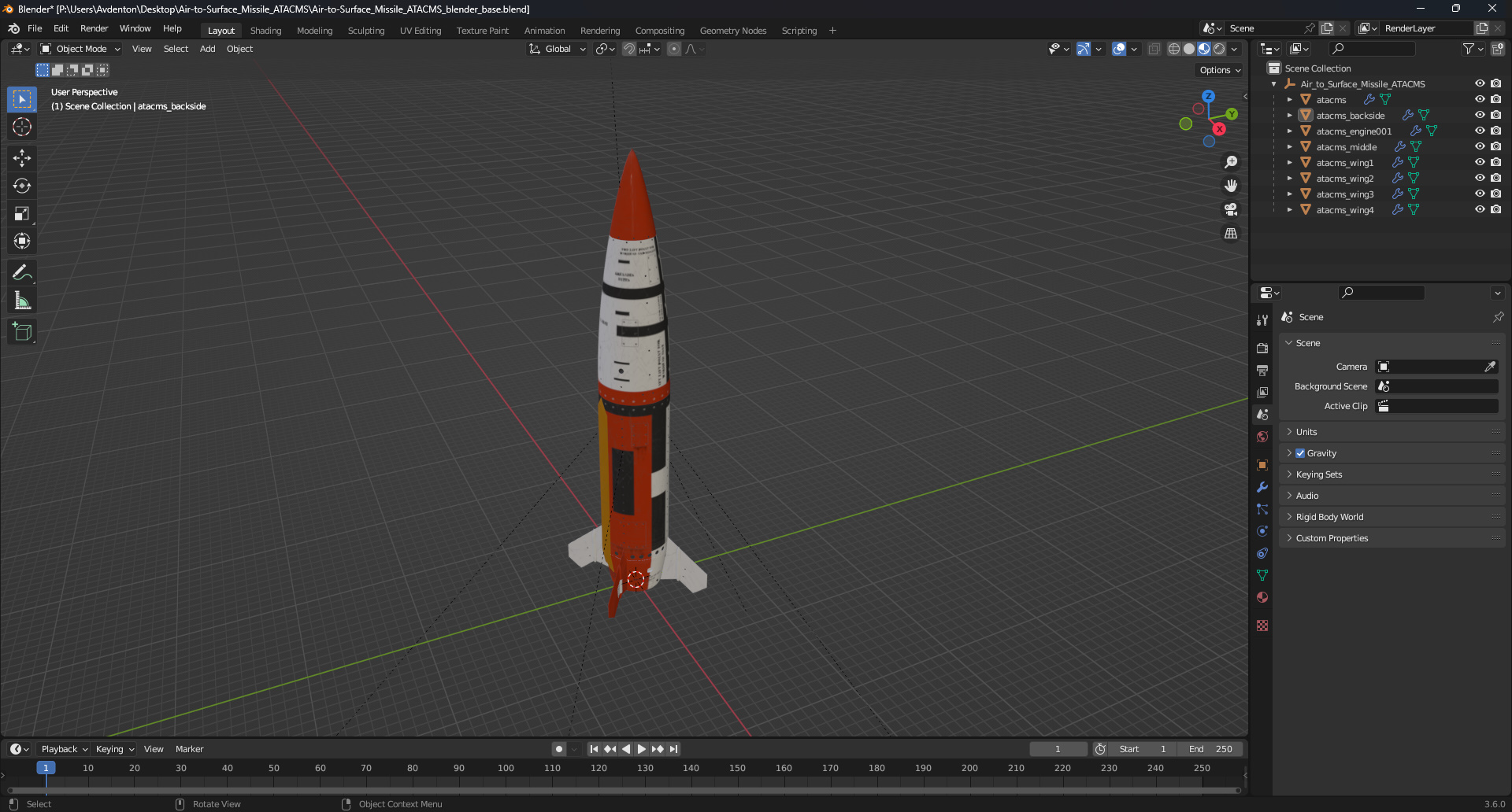 Air-to-Surface Missile ATACMS 3D model