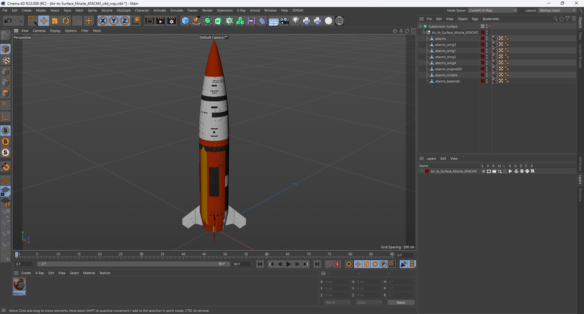 Air-to-Surface Missile ATACMS 3D model