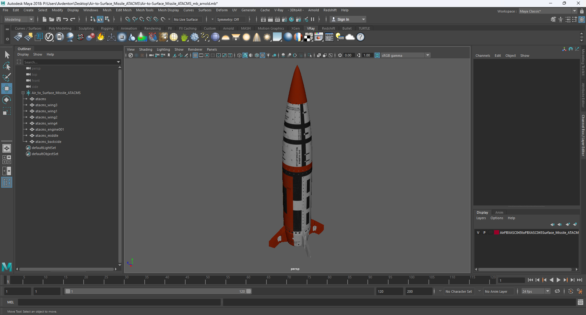 Air-to-Surface Missile ATACMS 3D model