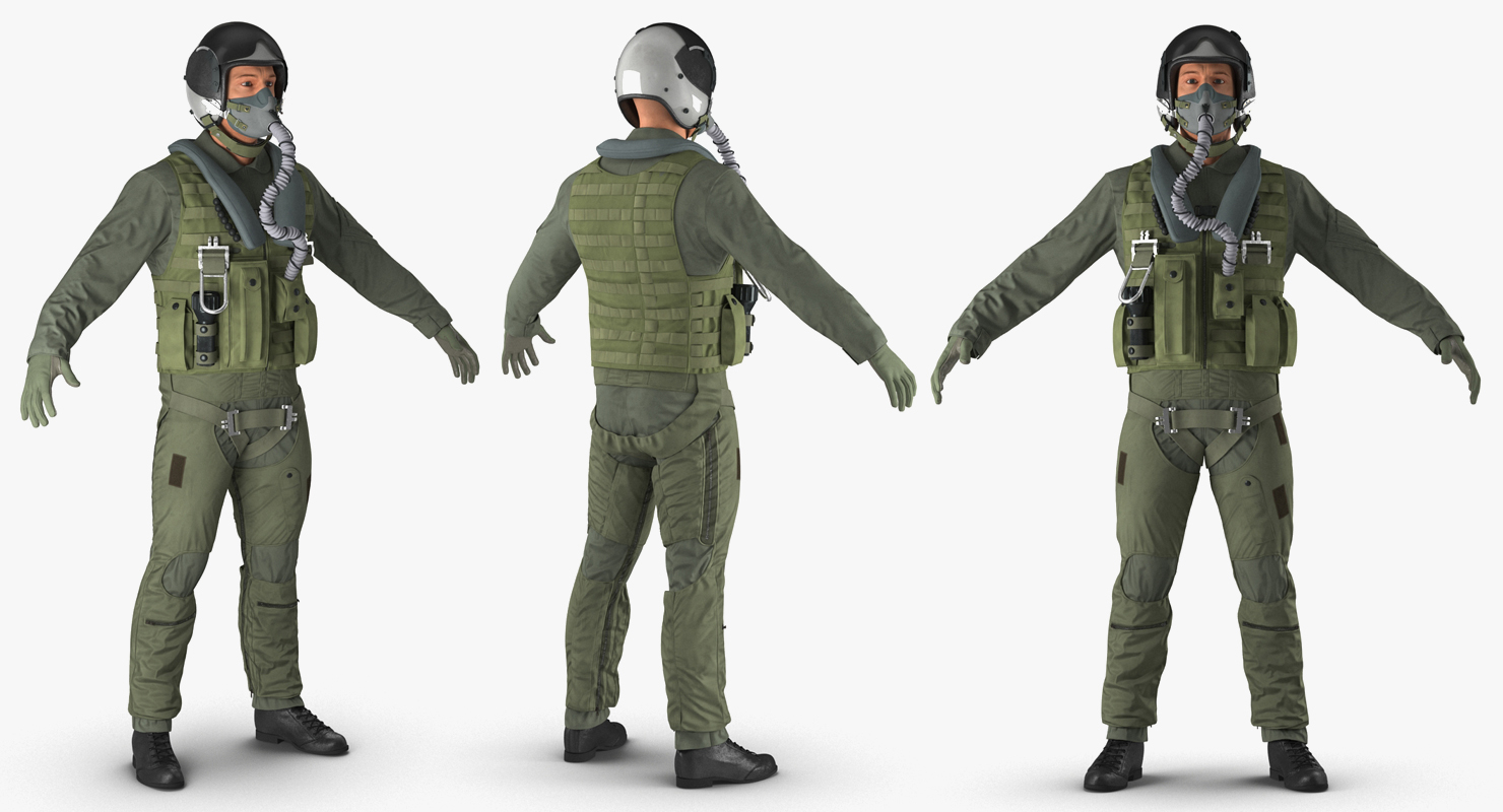 3D Military Jet Fighter Pilot Rigged model