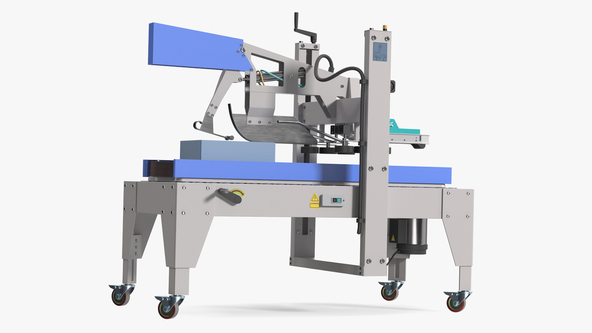 Carton Box Packing Machine Blue Rigged for Cinema 4D 3D