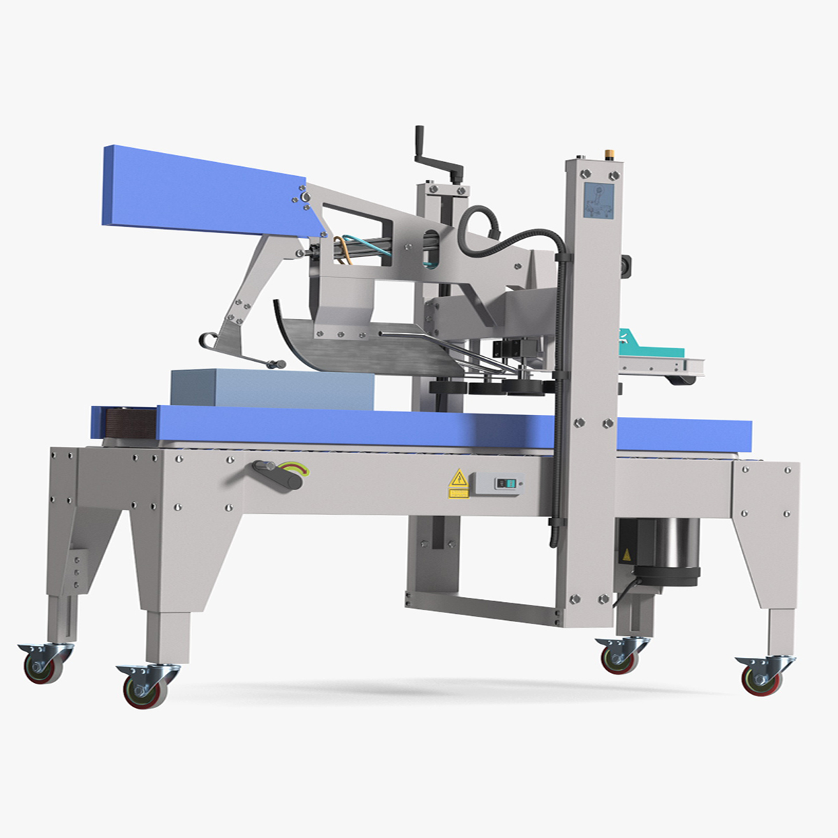 Carton Box Packing Machine Blue Rigged for Cinema 4D 3D