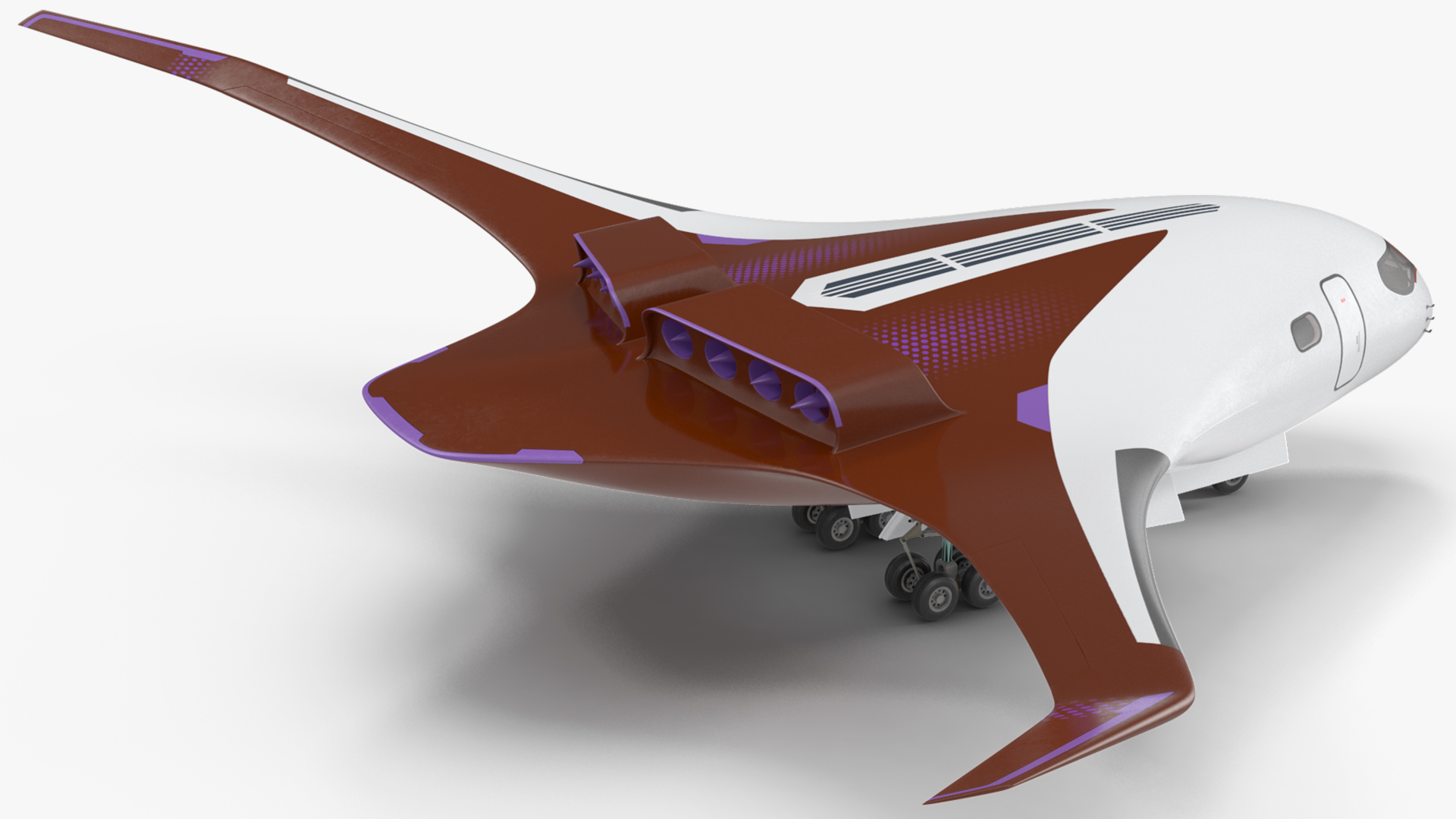 3D Ecological Aircraft Blended-Wing Body Rigged for Cinema 4D model