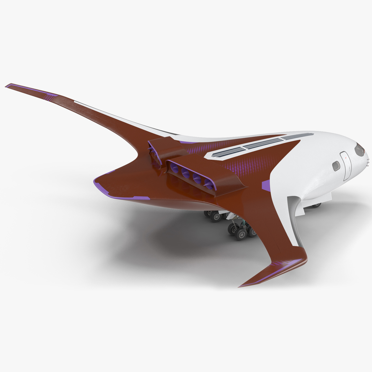 3D Ecological Aircraft Blended-Wing Body Rigged for Cinema 4D model