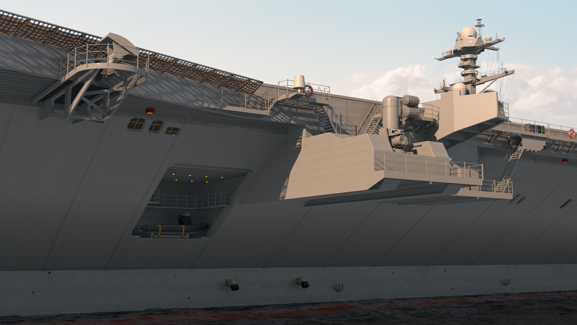 USS Gerald Ford Aircraft Carrier Rigged 3D model