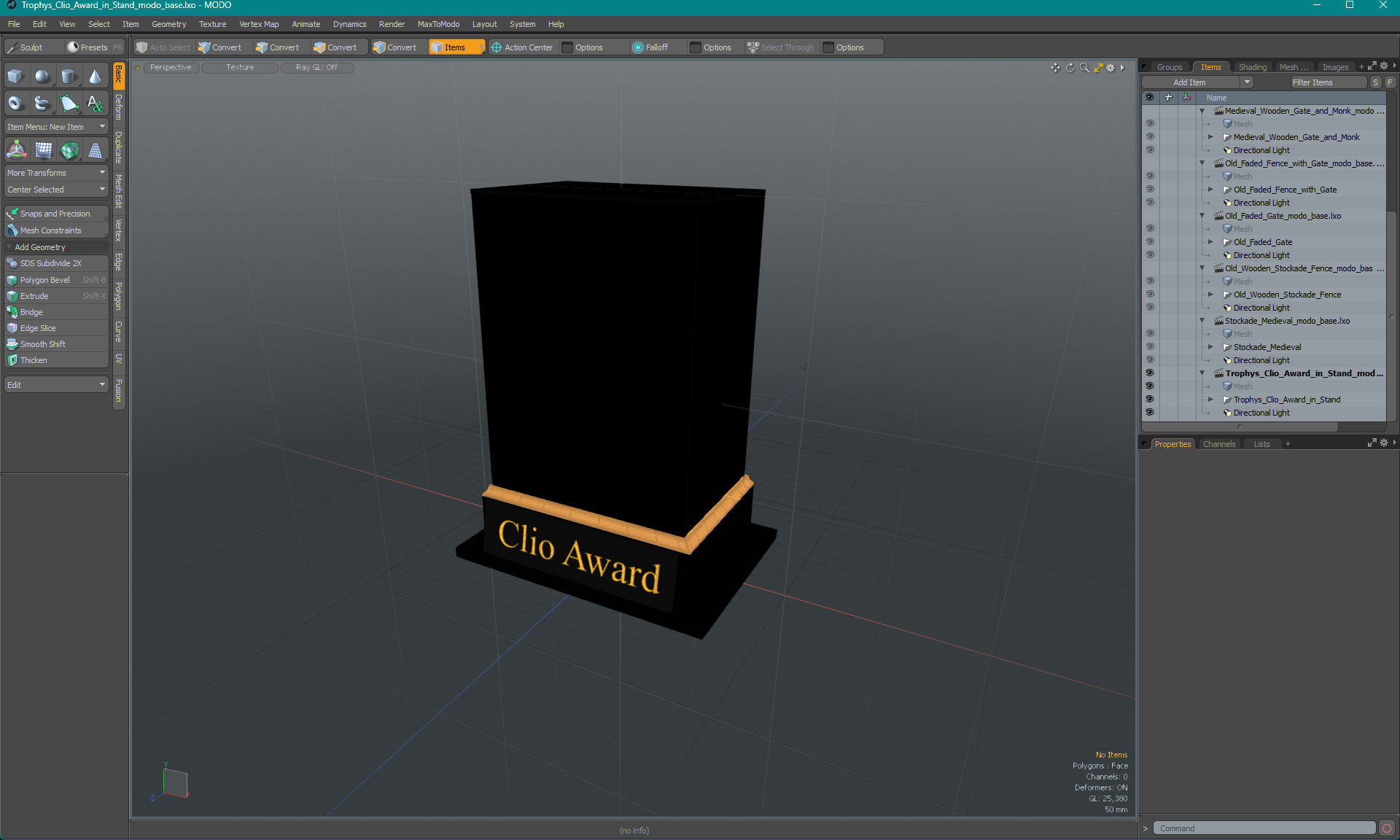 3D Trophies Clio Award in Stand model