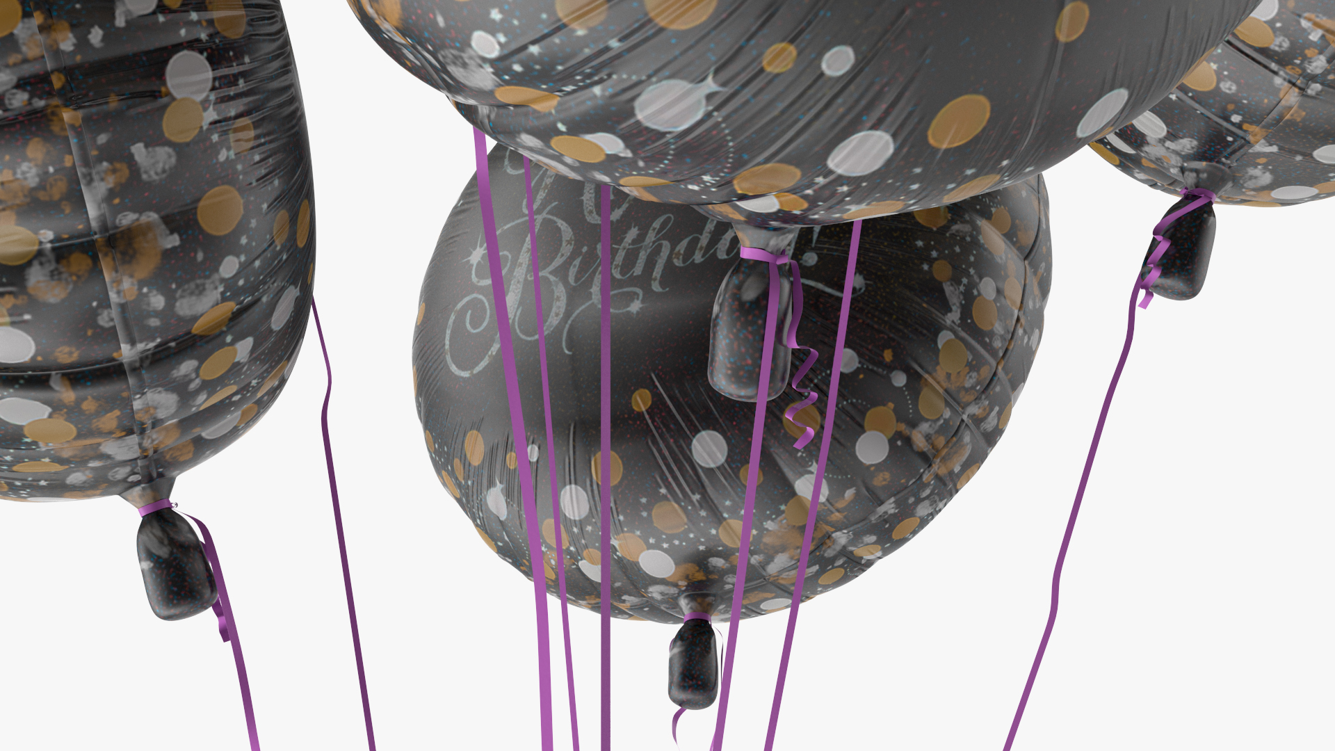 Happy Birthday Balloons Black 3D model