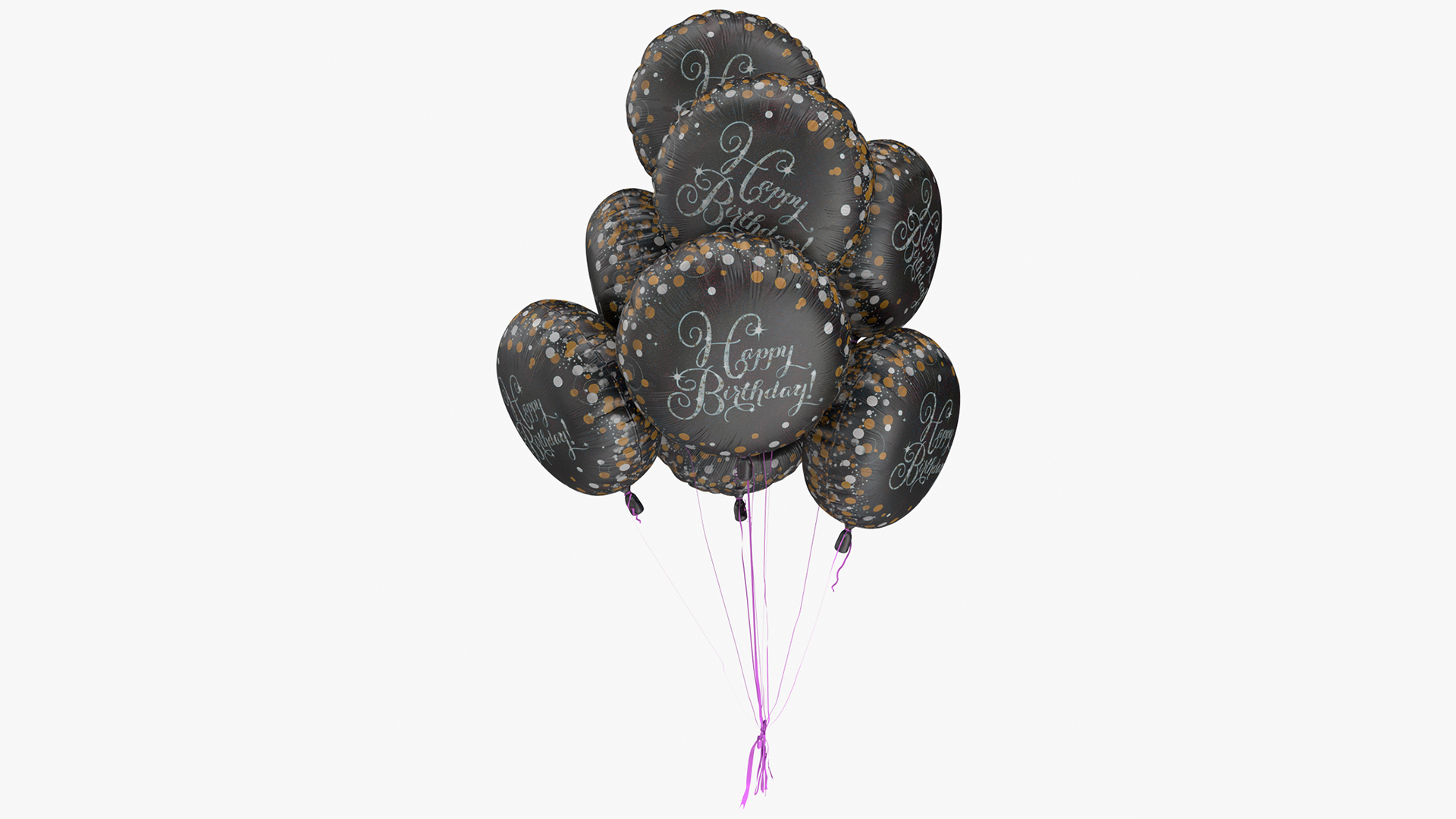 Happy Birthday Balloons Black 3D model