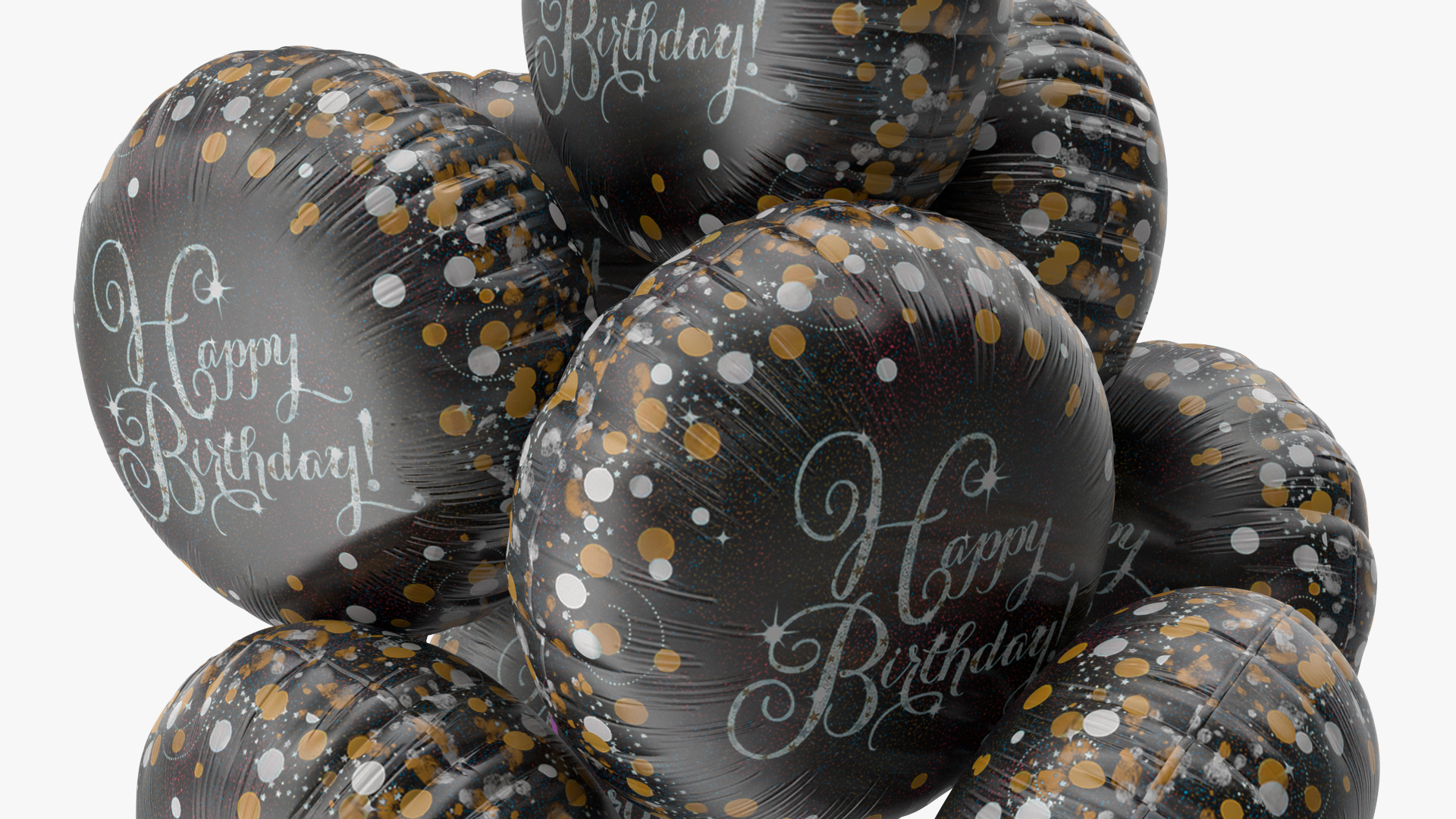 Happy Birthday Balloons Black 3D model