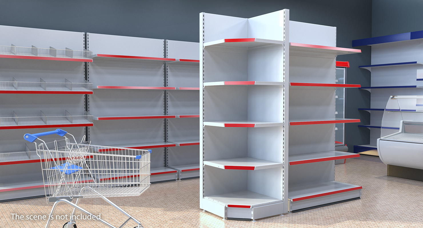 Supermarket Corner Shelving 3D