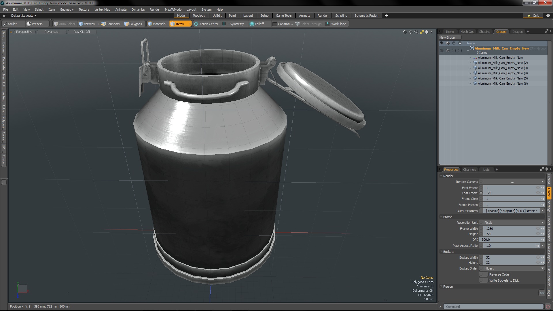 Aluminum Milk Can Empty New 3D