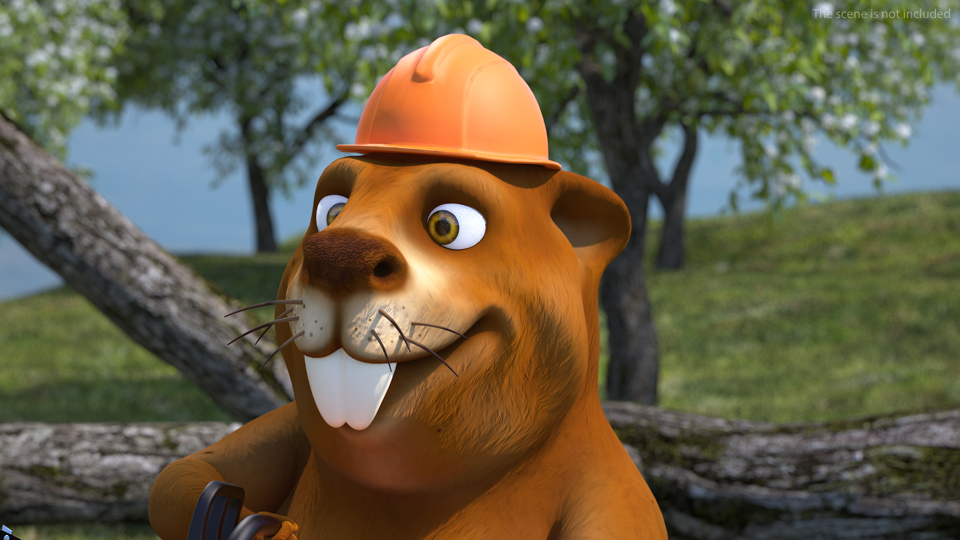 3D Cartoon Beaver with Chainsaw model