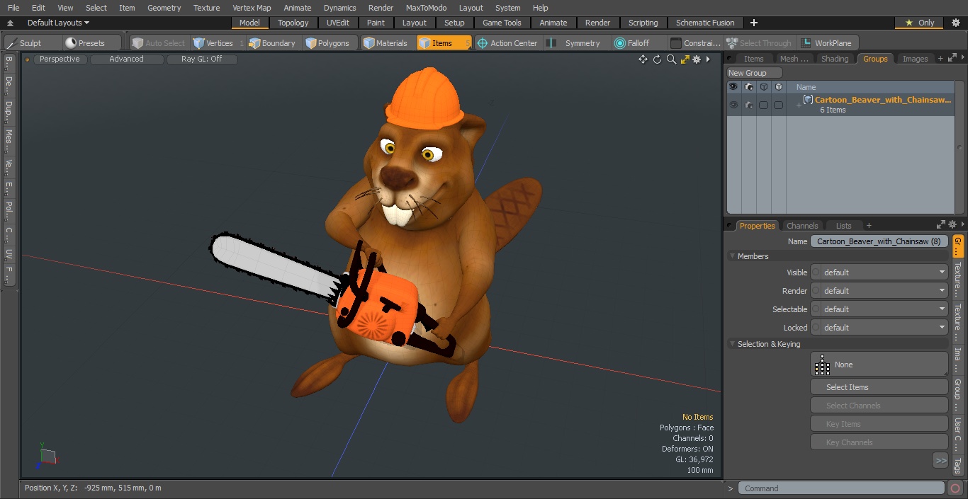 3D Cartoon Beaver with Chainsaw model