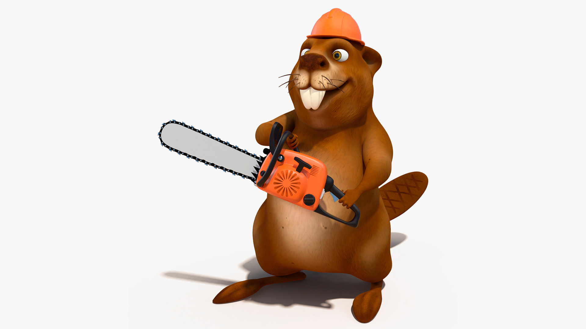 3D Cartoon Beaver with Chainsaw model