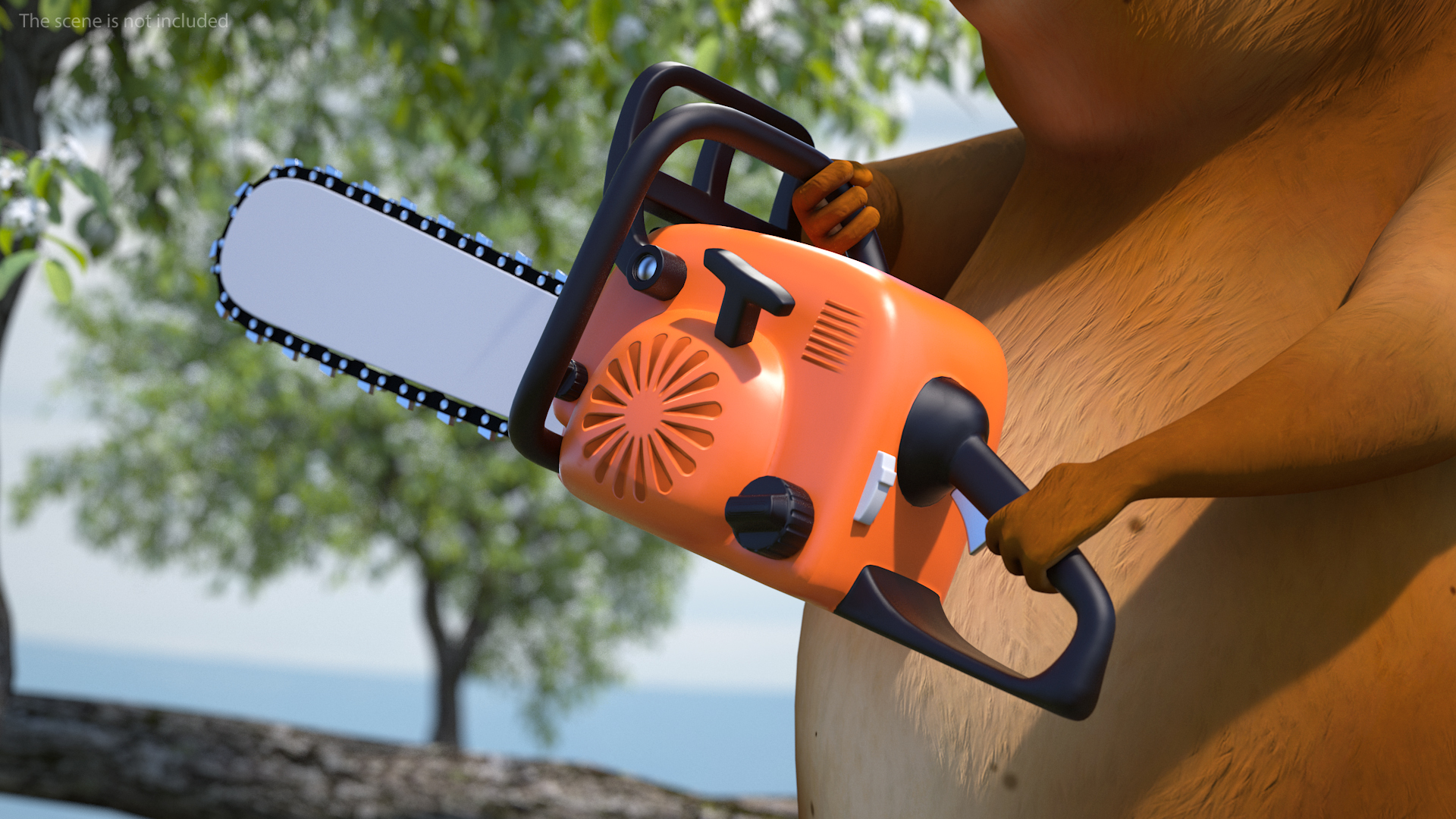 3D Cartoon Beaver with Chainsaw model