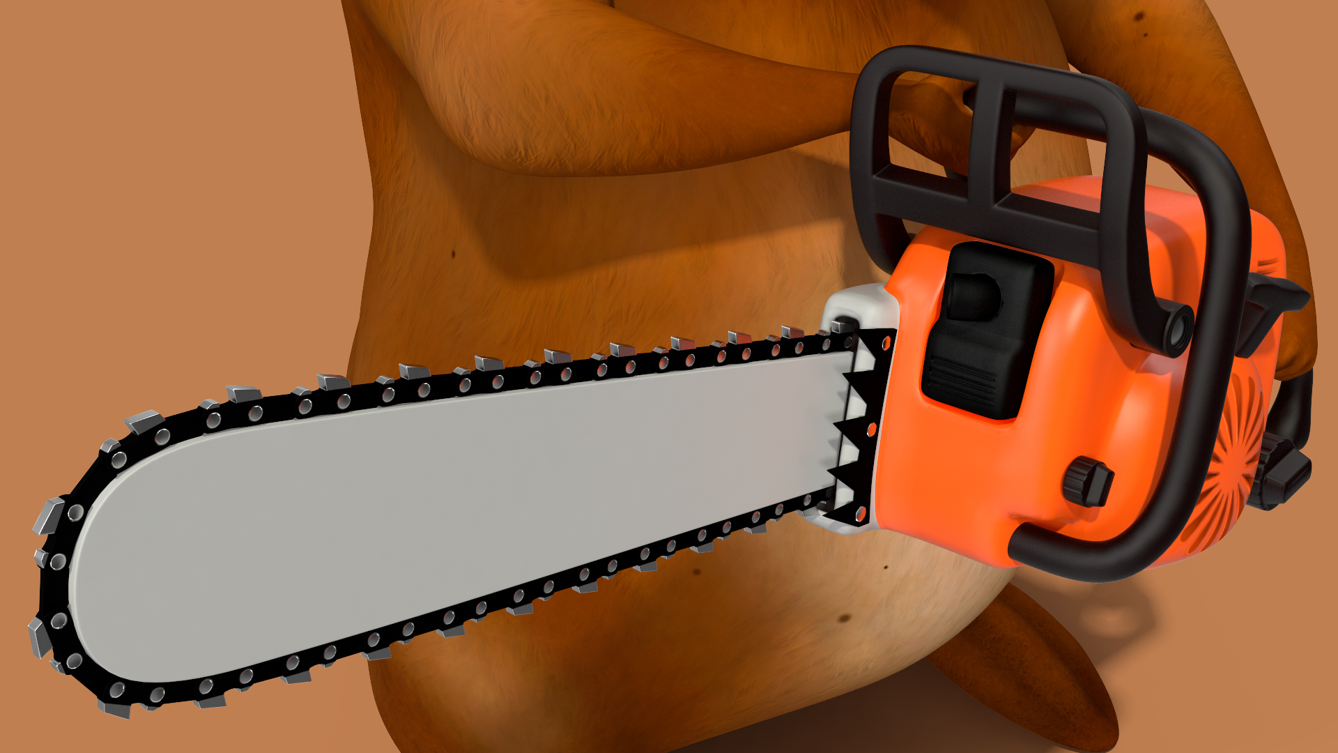 3D Cartoon Beaver with Chainsaw model