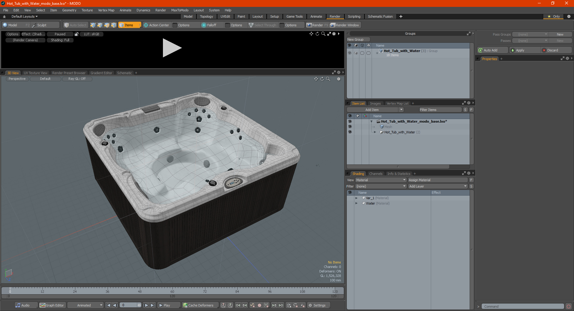 3D Hot Tub with Water model