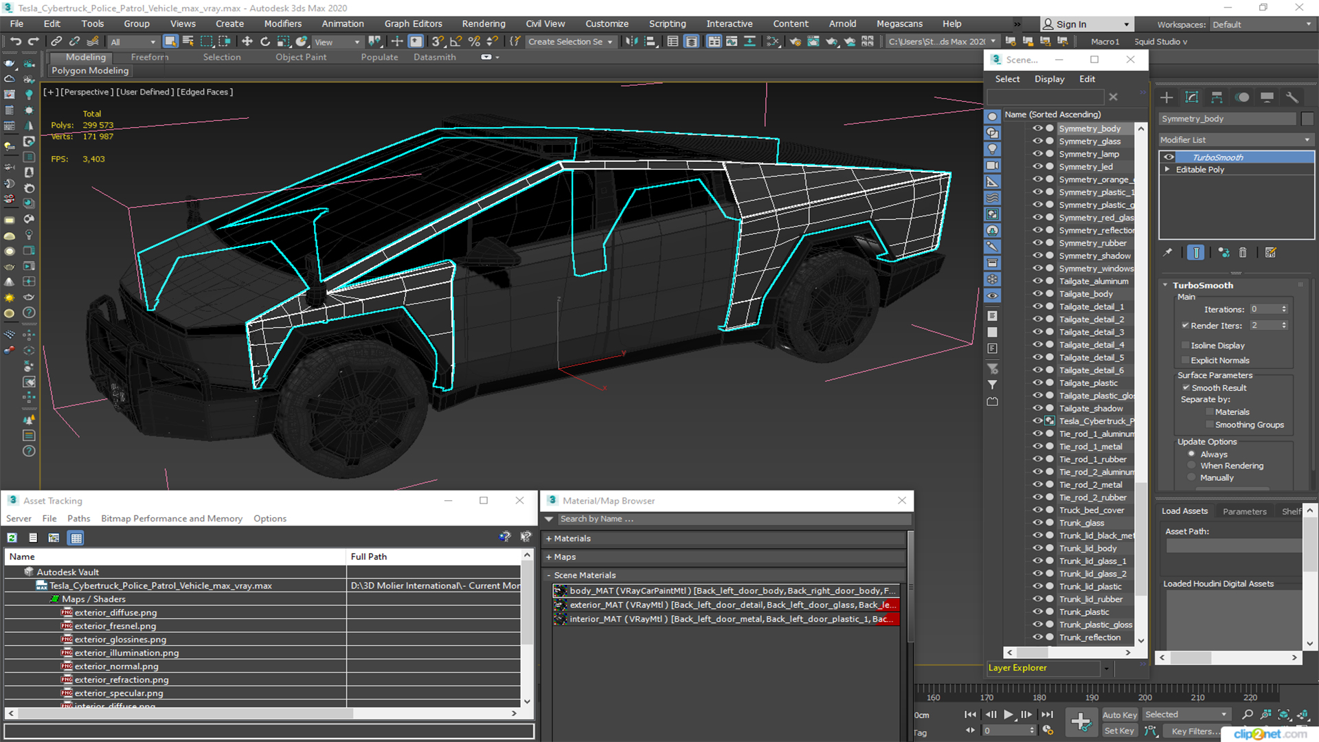 3D Tesla Cybertruck Police Patrol Vehicle model