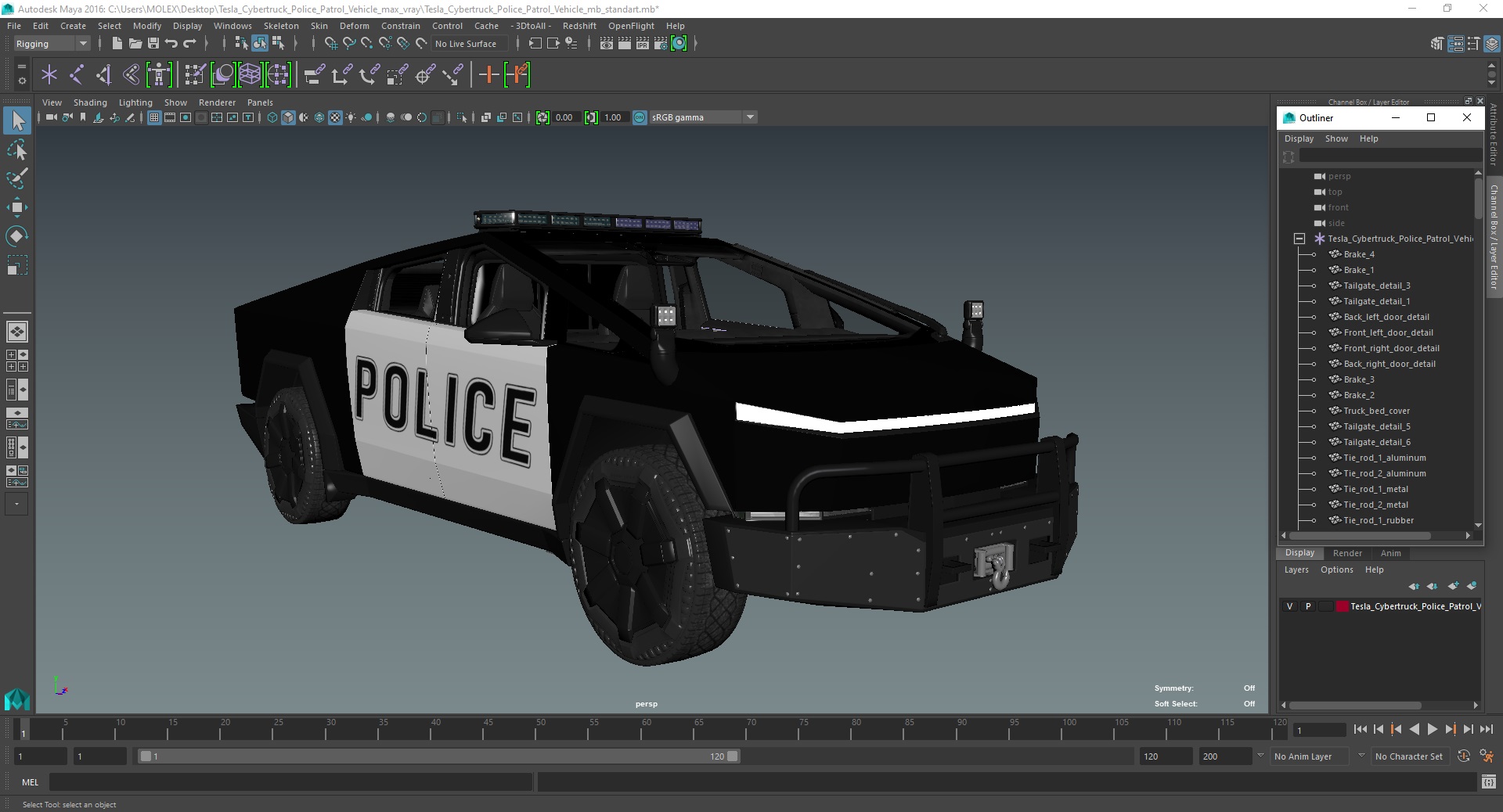 3D Tesla Cybertruck Police Patrol Vehicle model