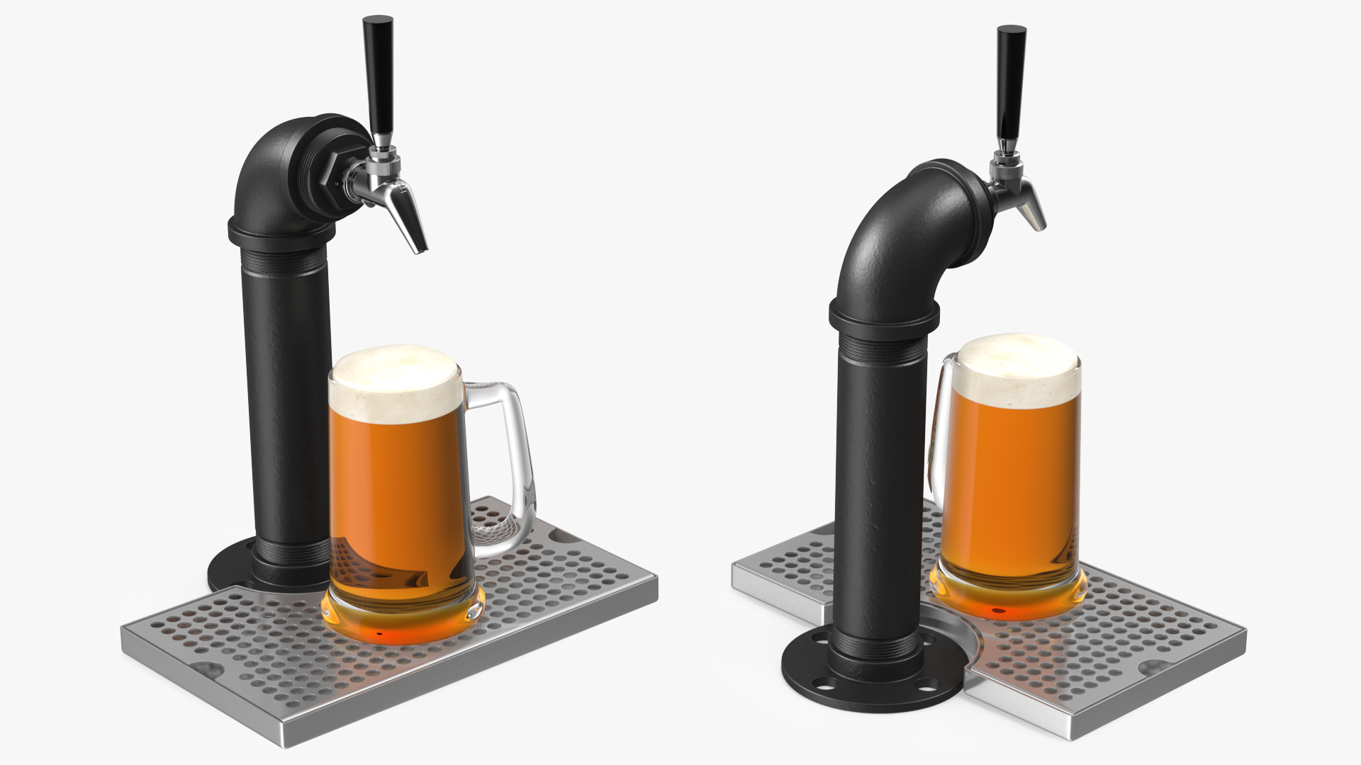 3D Black Iron Beer Tower Single Tap with Beer Mug