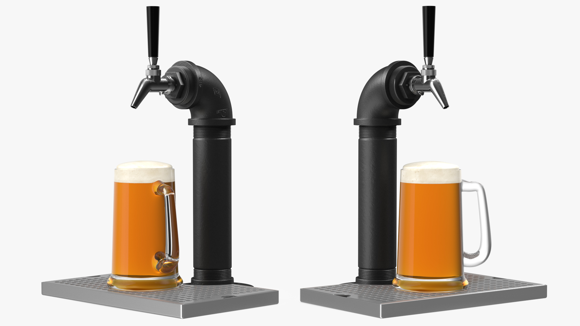 3D Black Iron Beer Tower Single Tap with Beer Mug