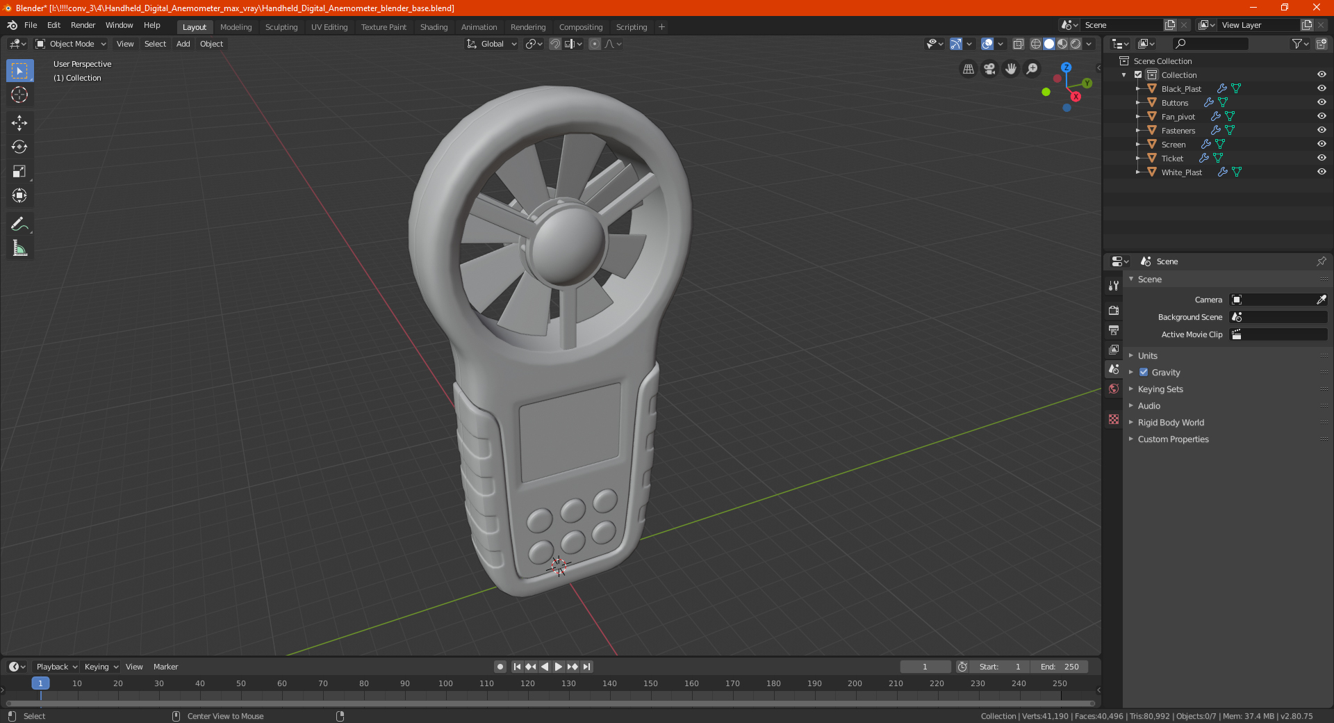 Handheld Digital Anemometer 3D