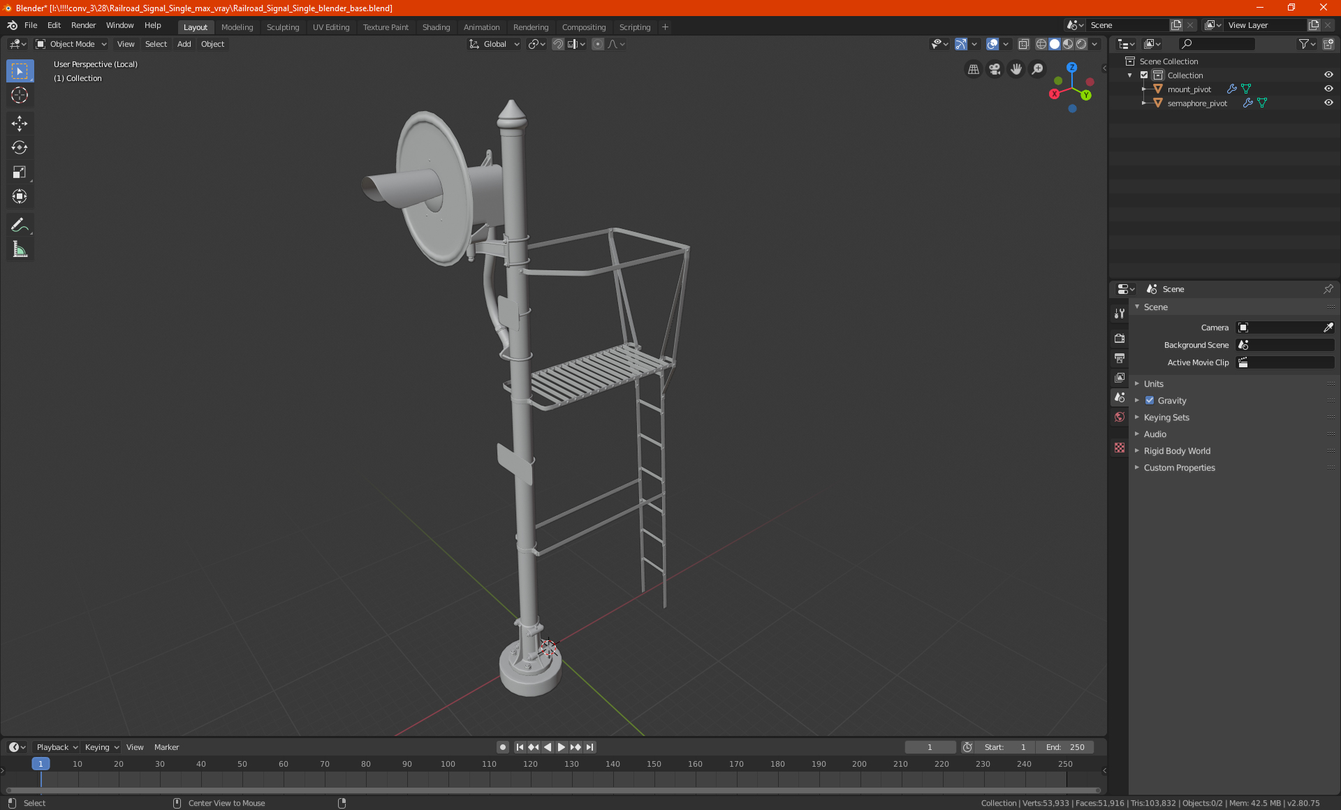 Railroad Signal Single 3D