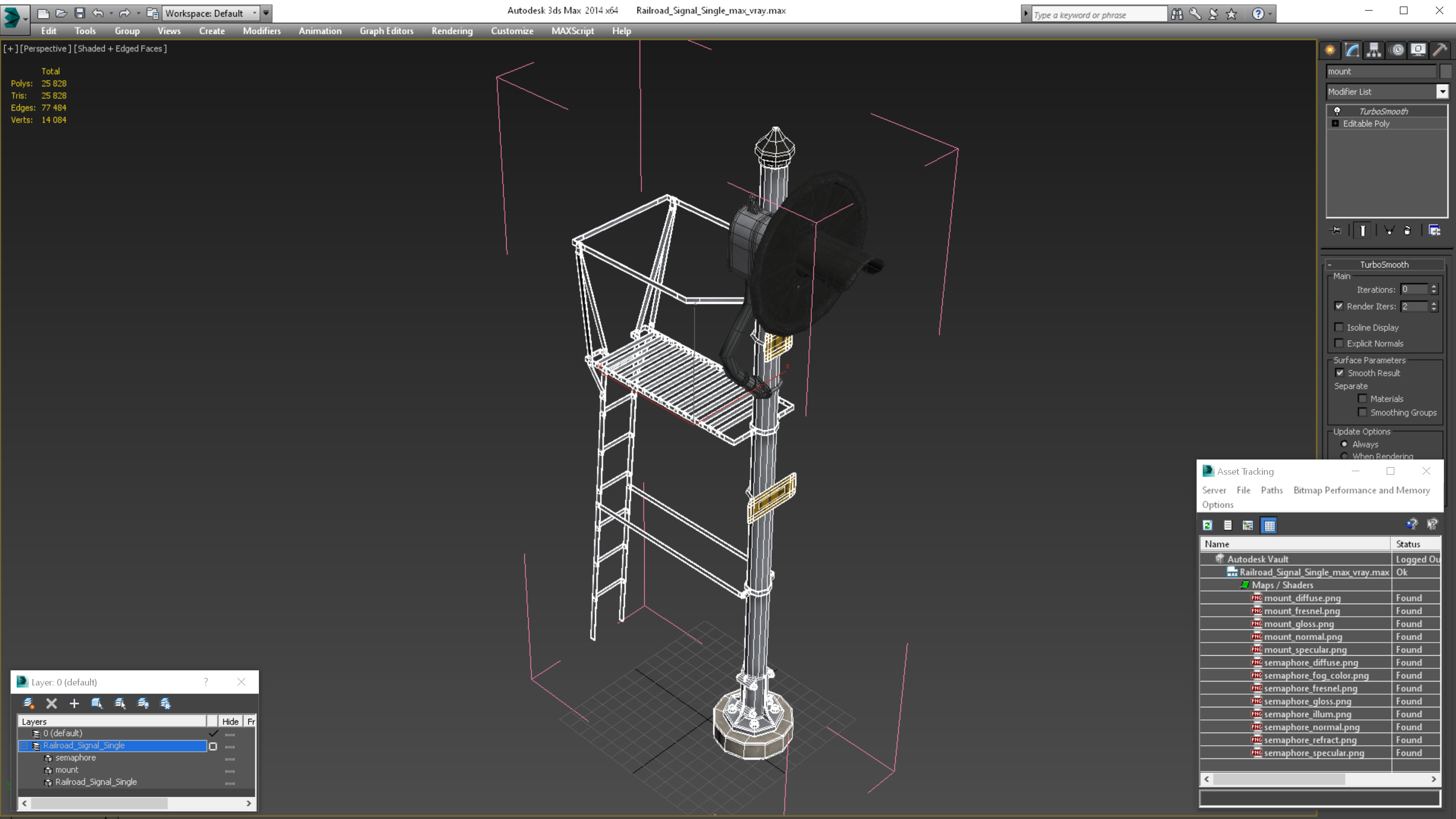 Railroad Signal Single 3D