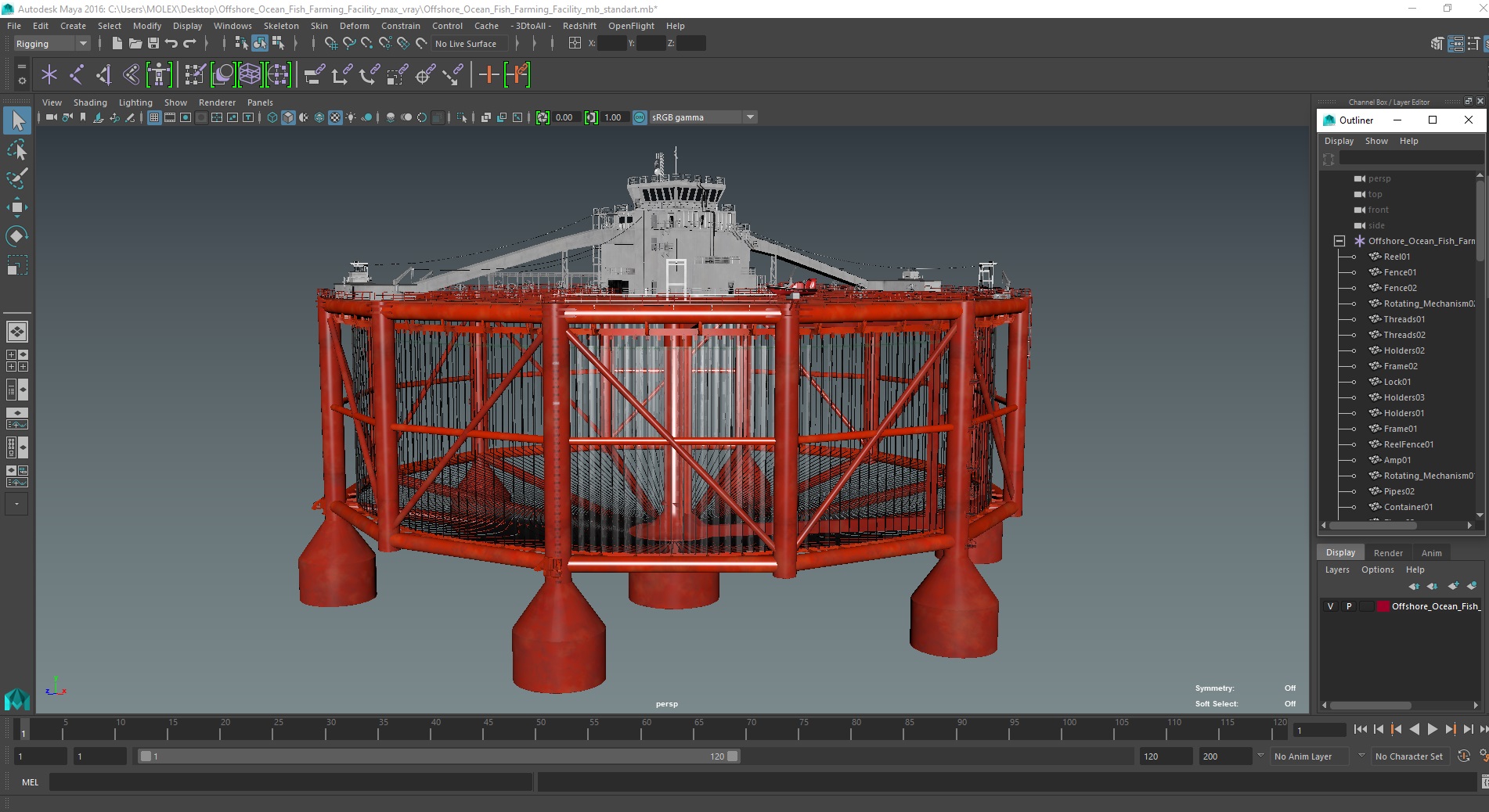 3D Offshore Ocean Fish Farming Facility