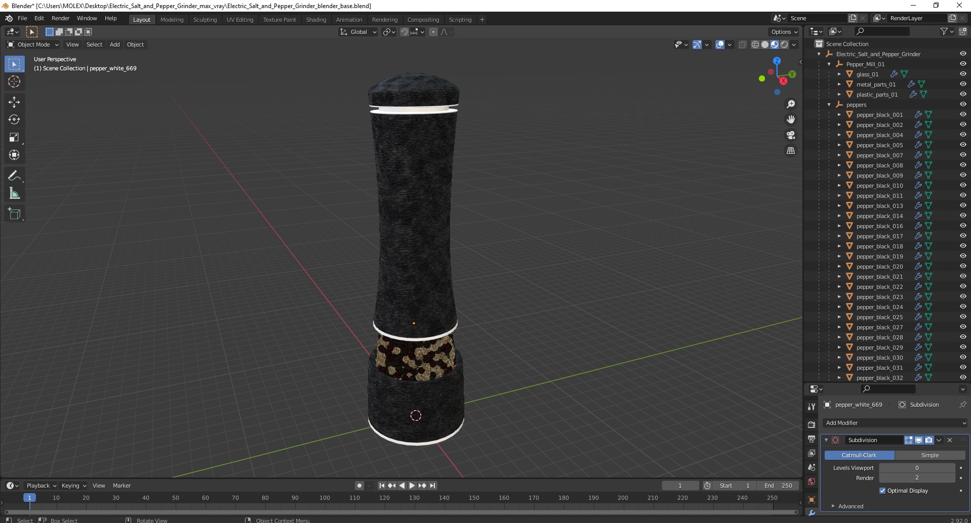 Electric Salt and Pepper Grinder 3D