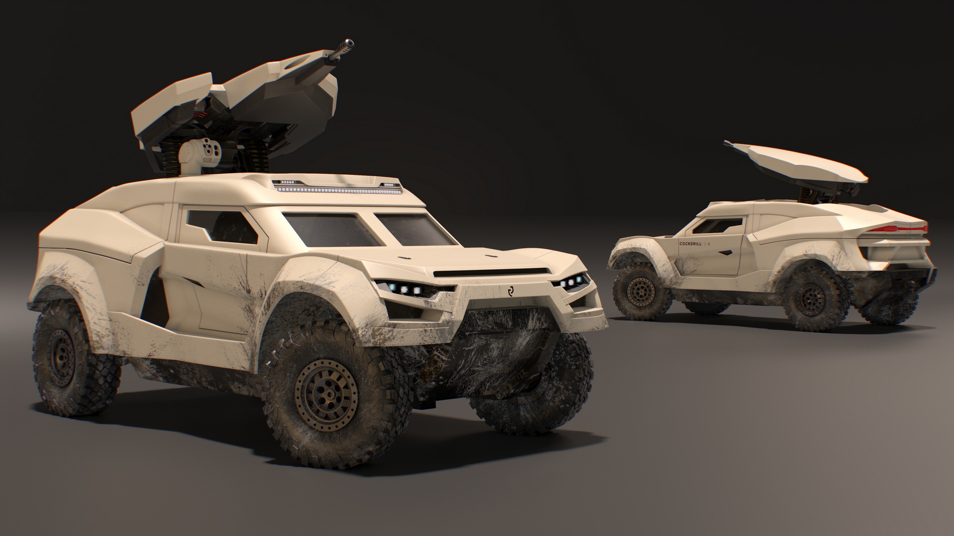 3D Cockerill I-X Armored Car Dirty Rigged model