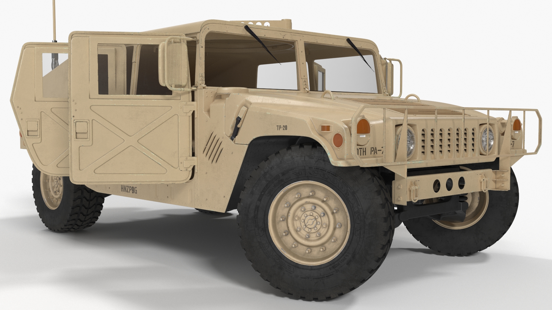 Military Humvee Vehicle Rigged for Maya 3D model