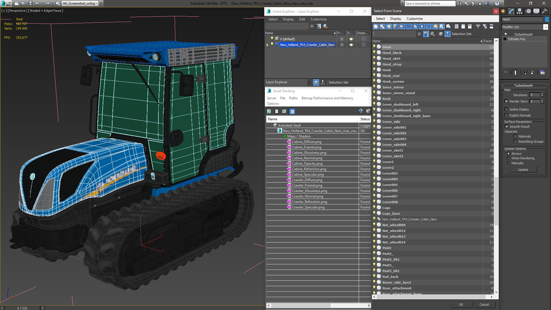 3D New Holland TK4 Crawler Cabin New model